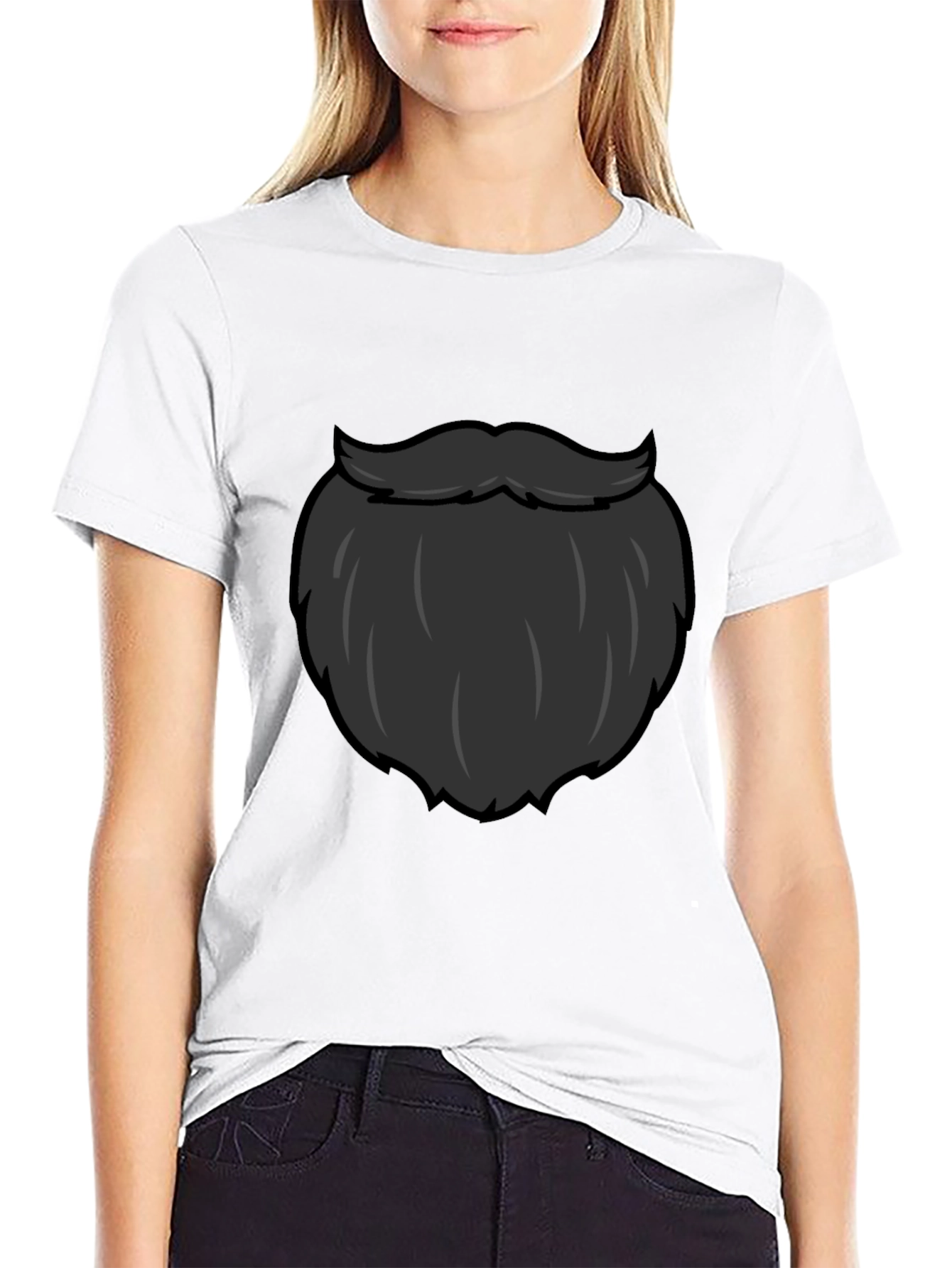 Funny Beard Graphic T-Shirt - Black Crew Neck Tee