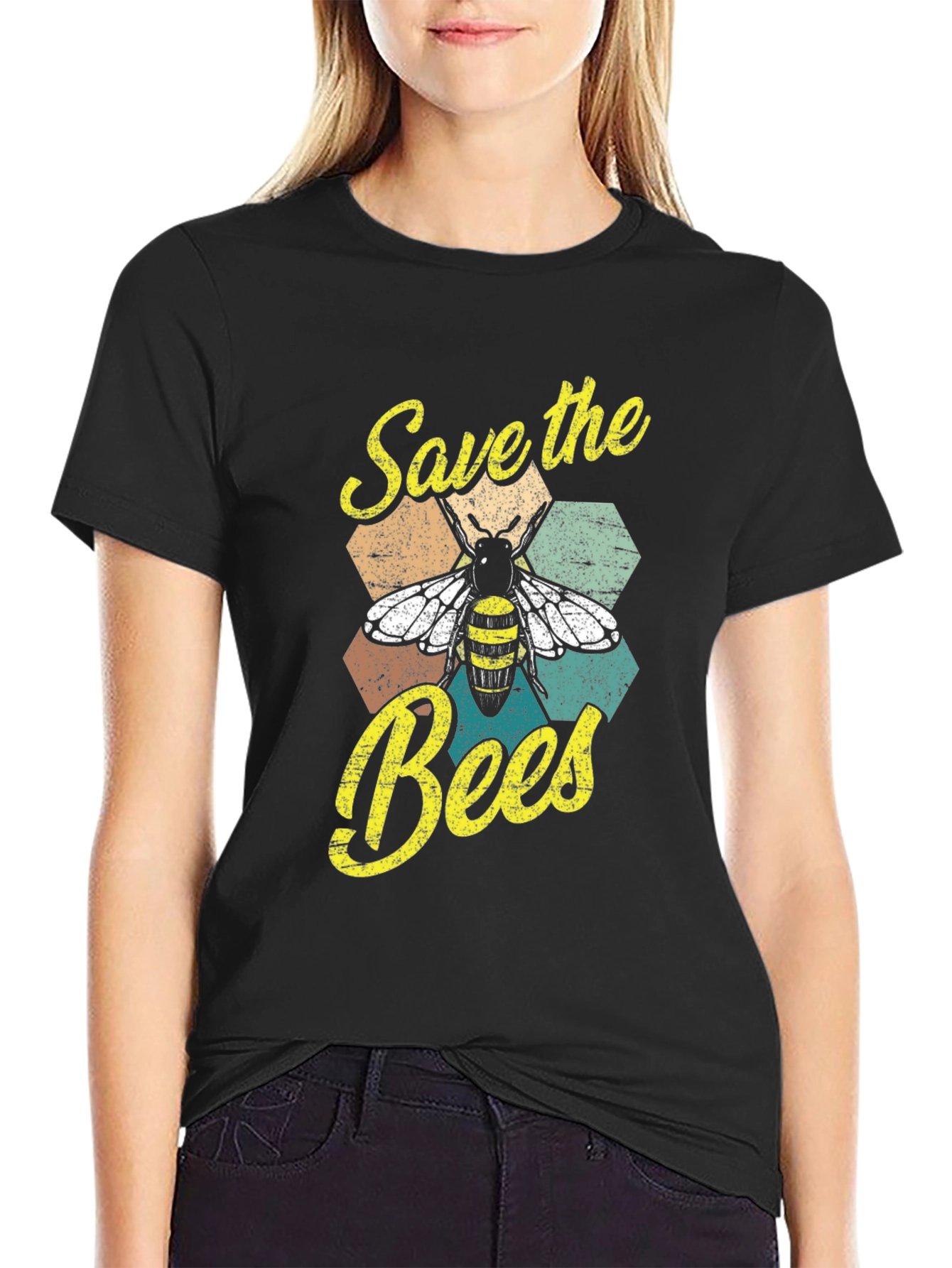 Save the Bees Graphic T-Shirt - Black Cotton Tee