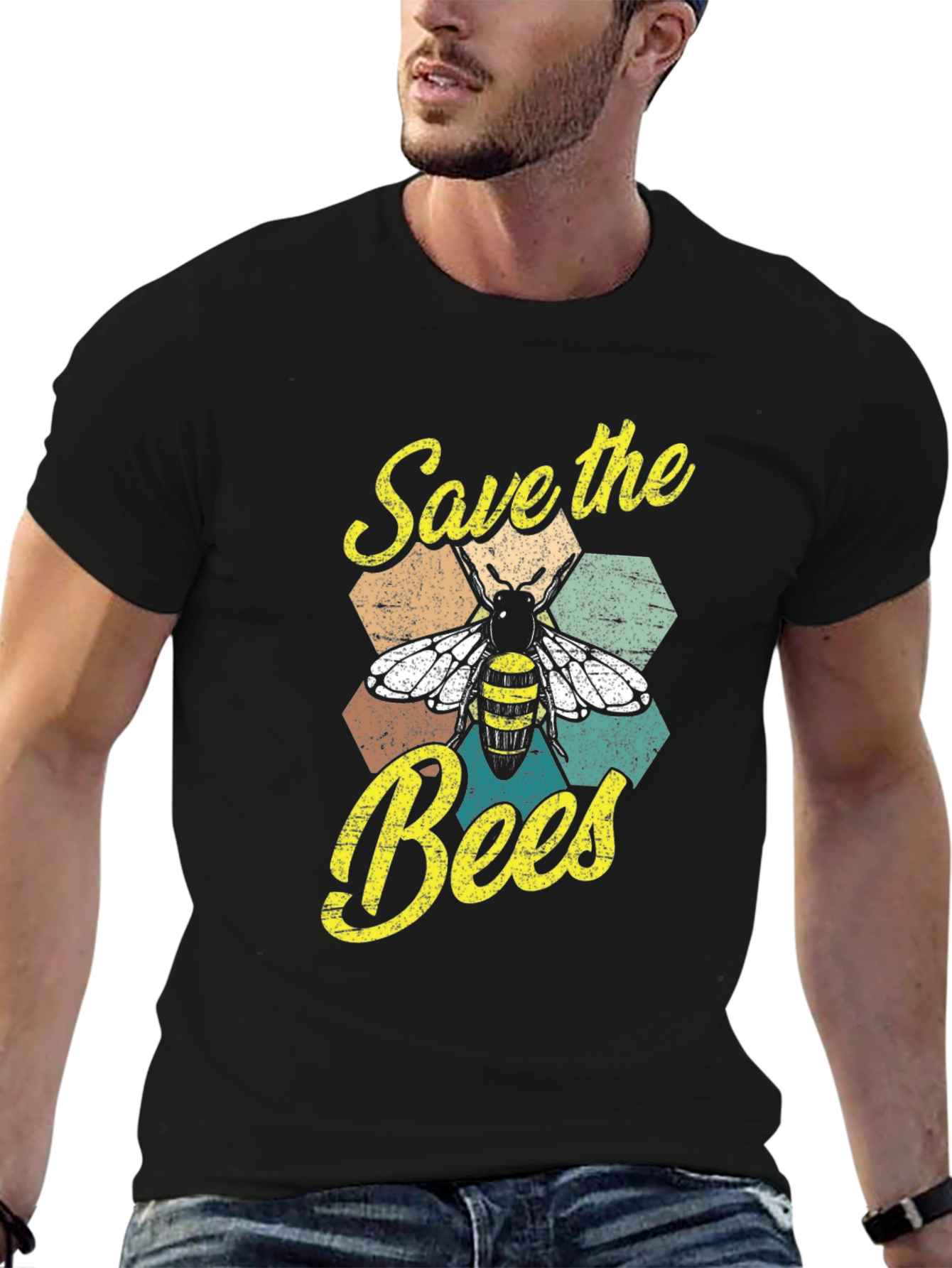 Save the Bees Graphic T-Shirt - Black Cotton Tee