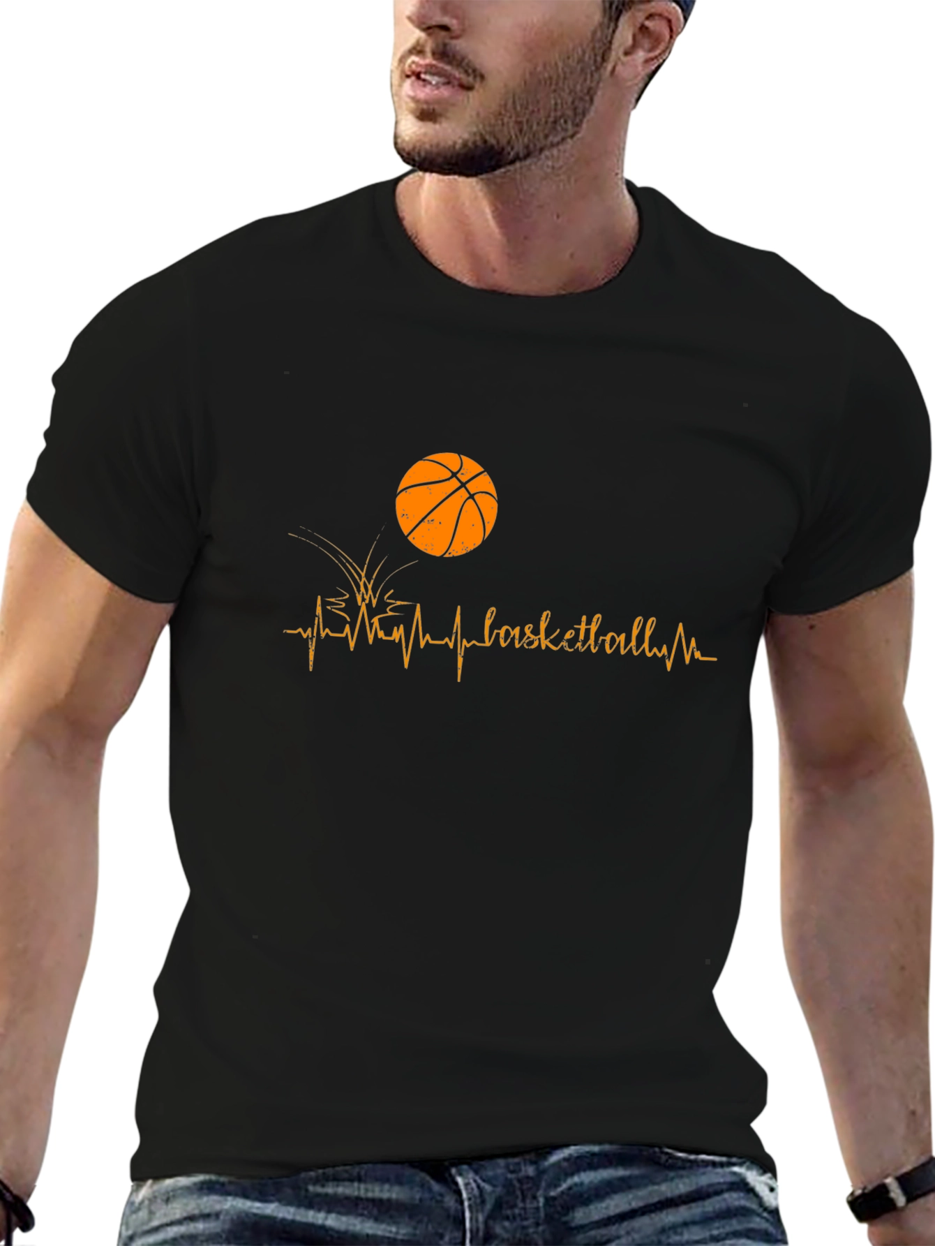 Basketball Heartbeat Graphic T-Shirt