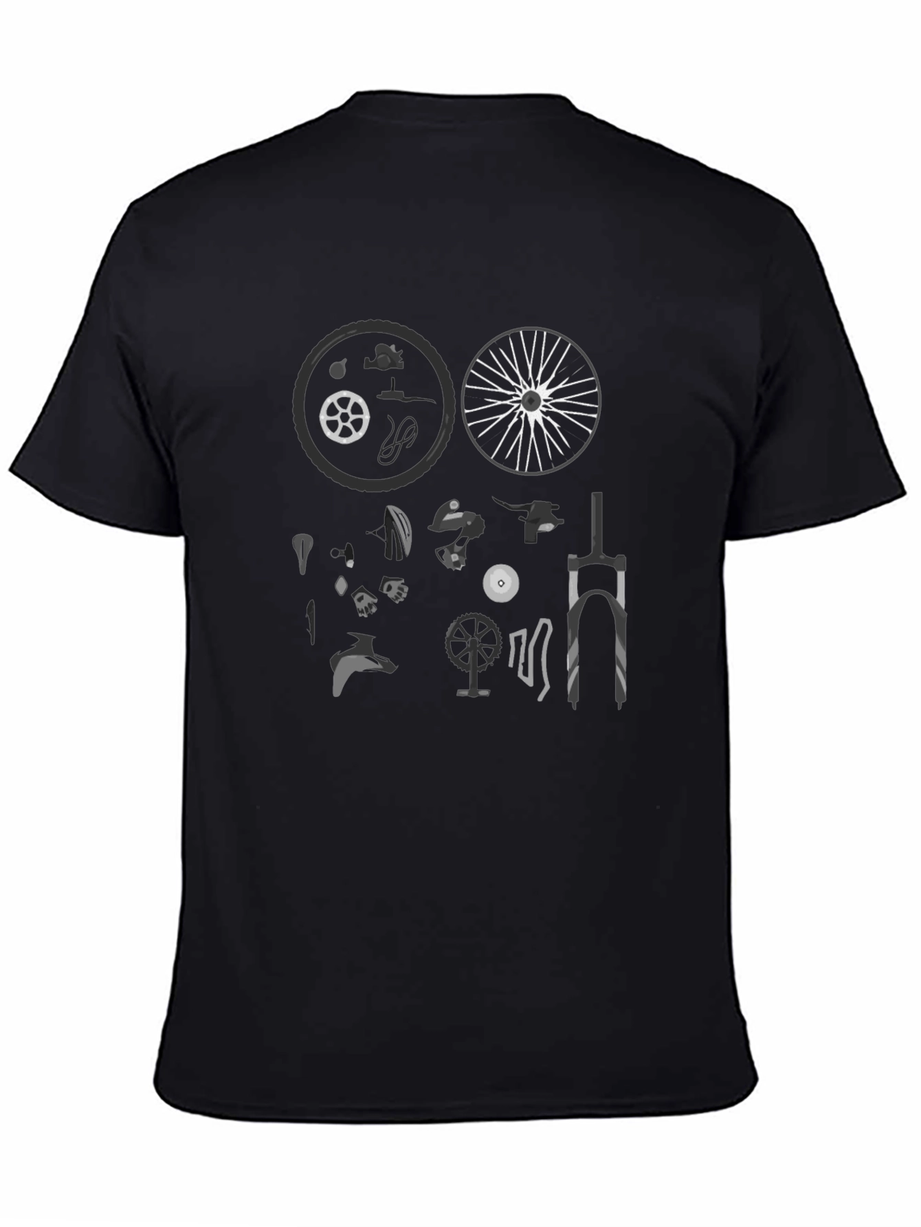 Bike Parts Diagram T-Shirt - Black