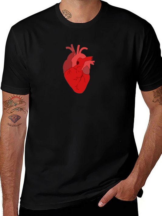 Anatomical Heart Graphic Tee - Black Cotton T-Shirt