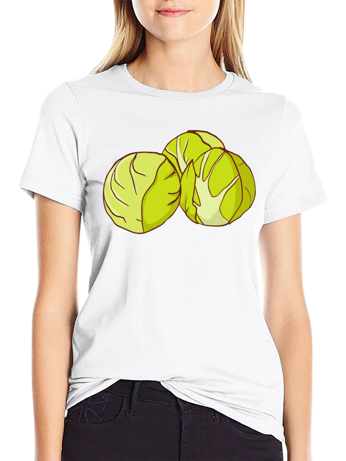 Brussels Sprouts Graphic Tee - Black Cotton T-Shirt