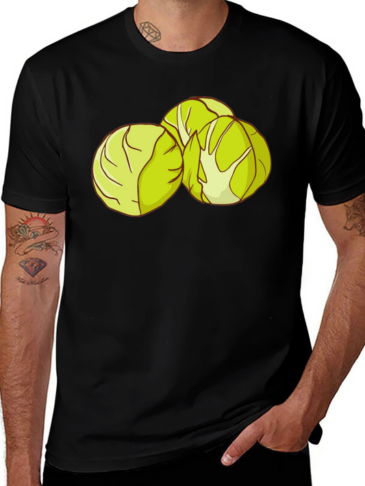 Brussels Sprouts Graphic Tee - Black Cotton T-Shirt