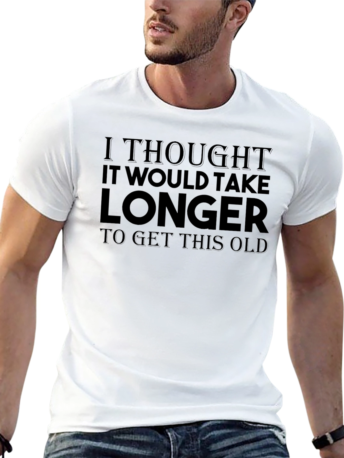 Funny Getting Old Graphic Print Black T-Shirt