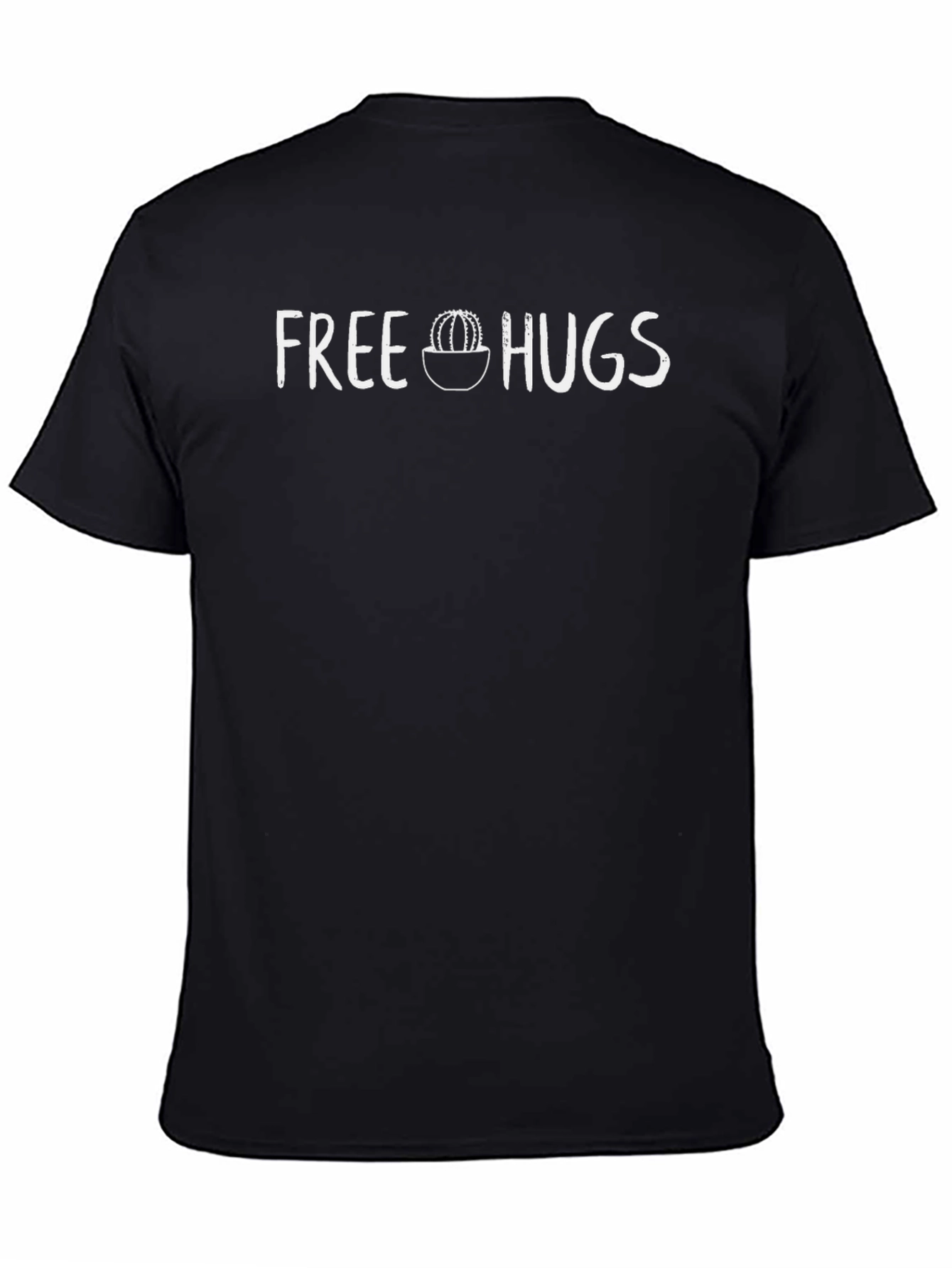 Free Hugs Cactus Graphic Tee - Unisex Black T-Shirt