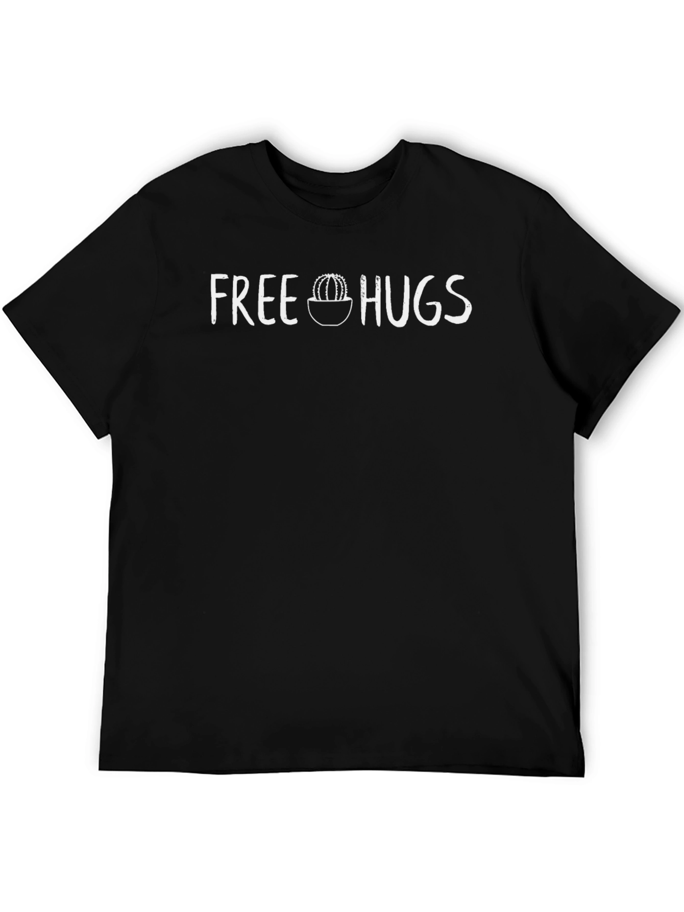 Free Hugs Cactus Graphic Tee - Unisex Black T-Shirt