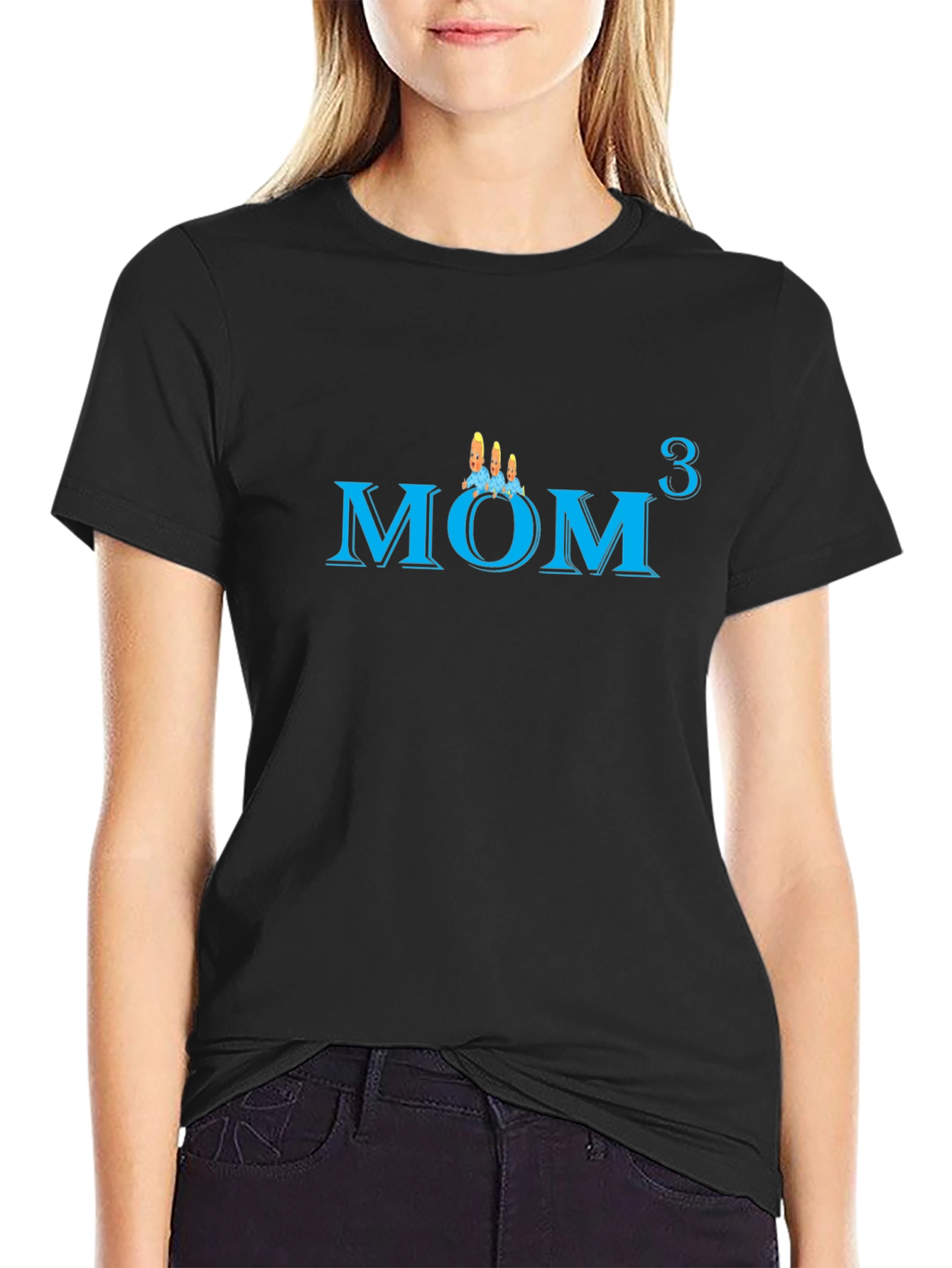 Mom of Triplets Graphic T-Shirt - Black