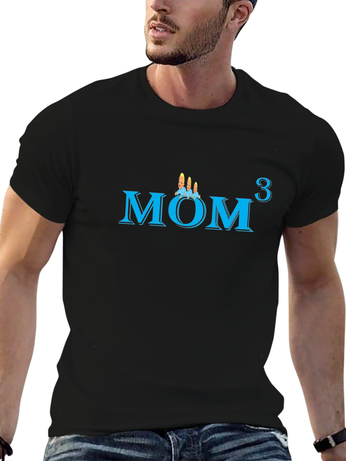 Mom of Triplets Graphic T-Shirt - Black