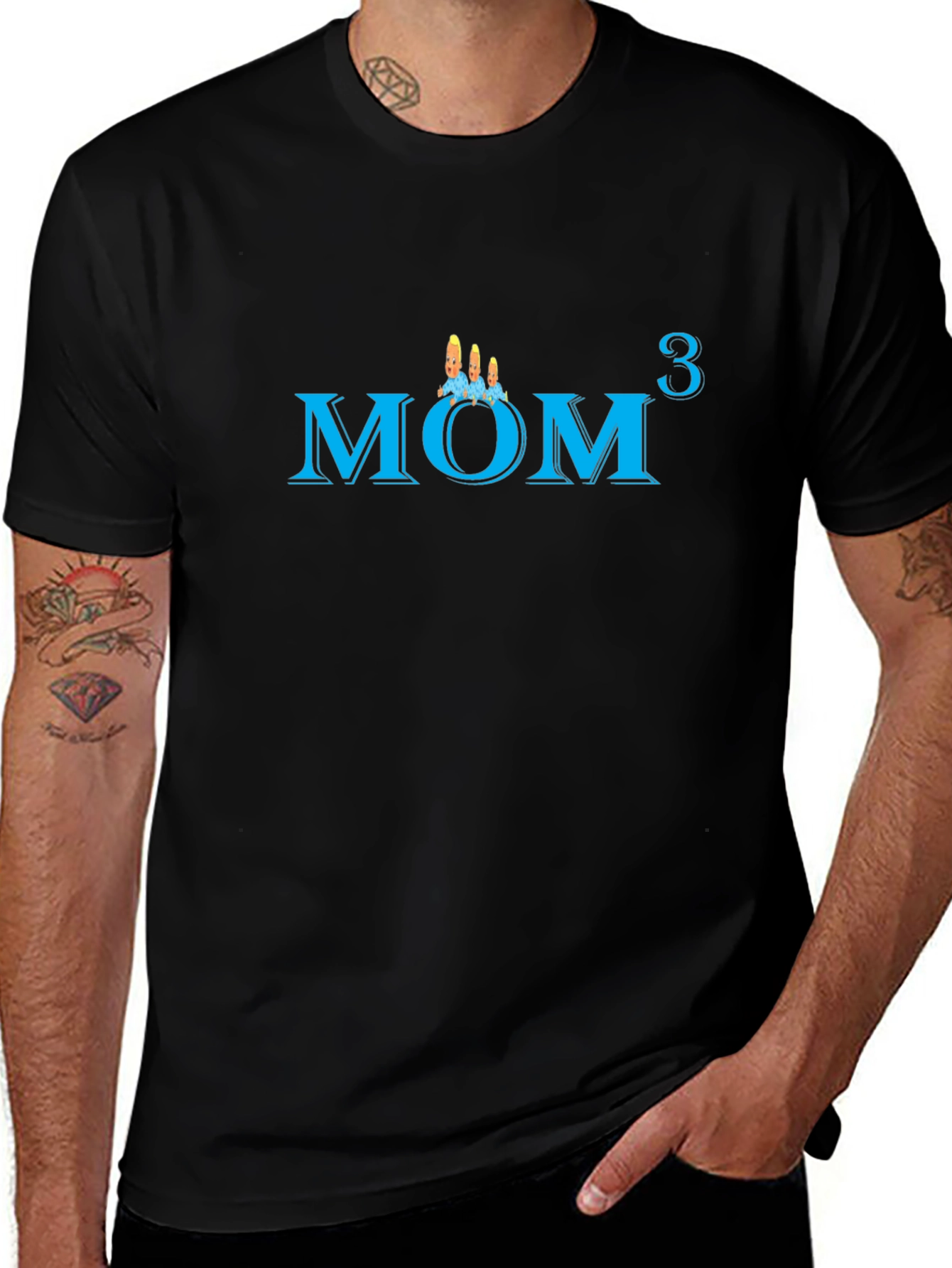 Mom of Triplets Graphic T-Shirt - Black
