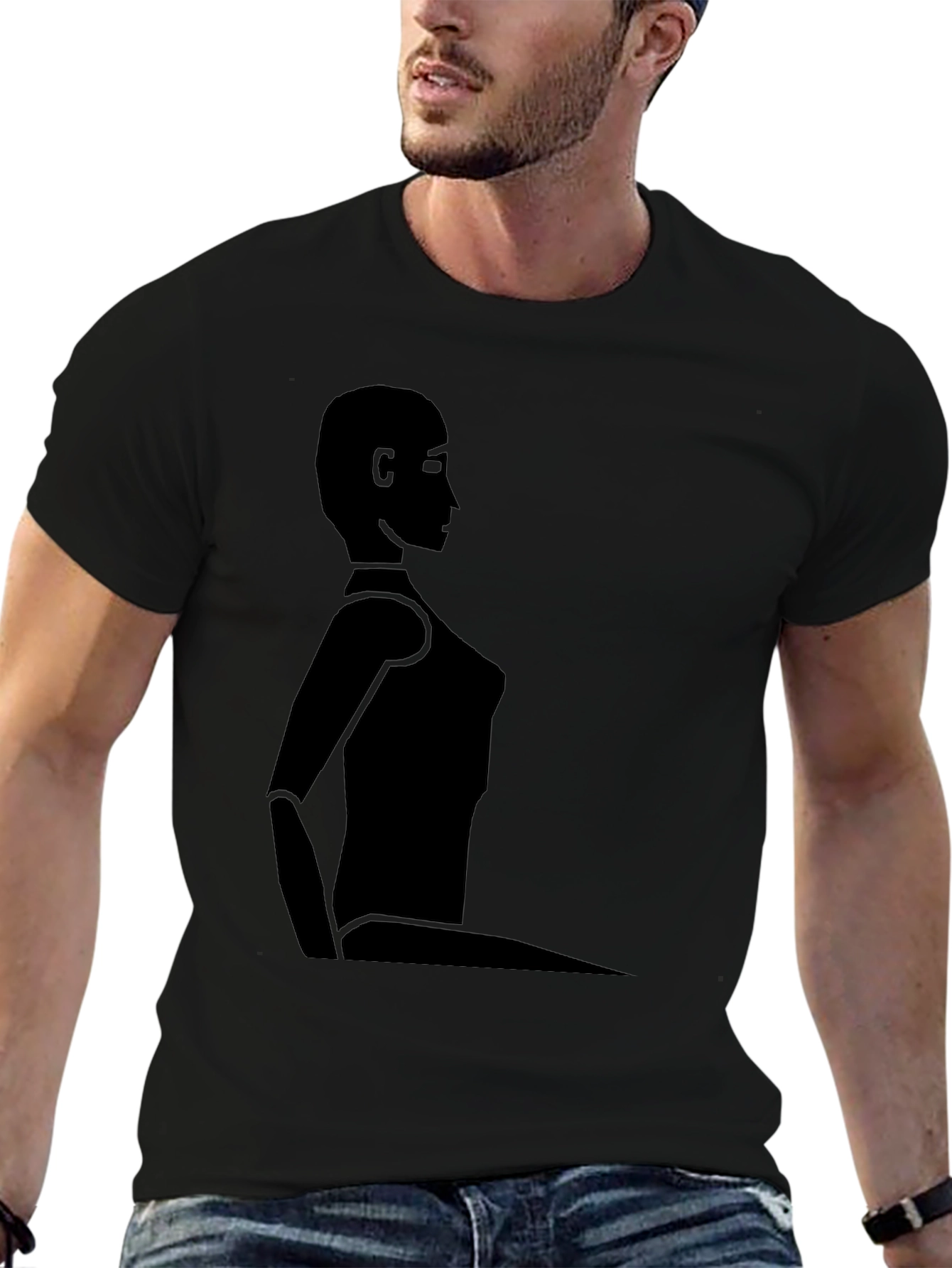 Minimalist Silhouette Graphic Black T-Shirt