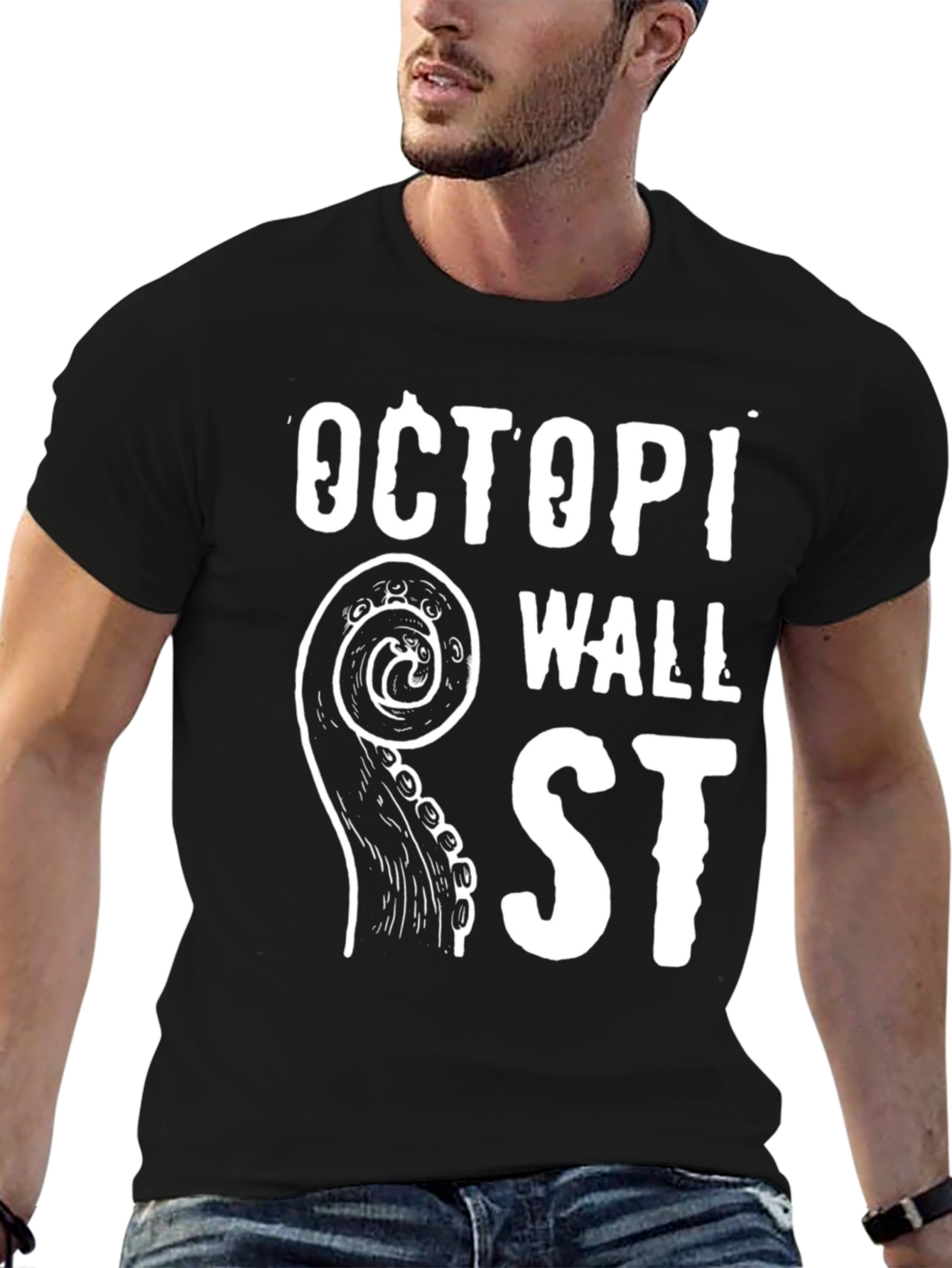 Octopi Wall St. Black T-Shirt