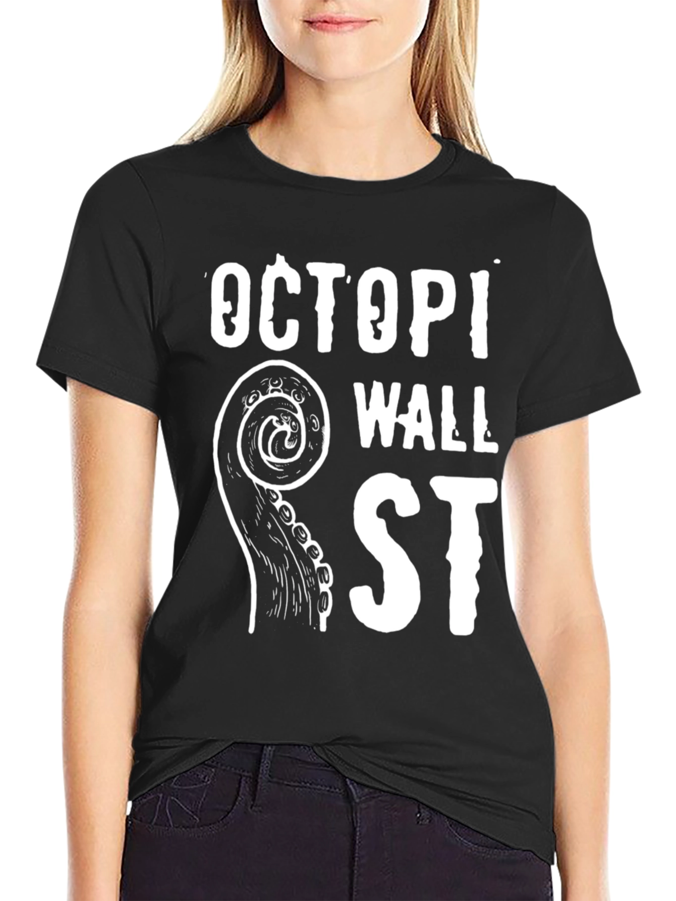 Octopi Wall St. Black T-Shirt