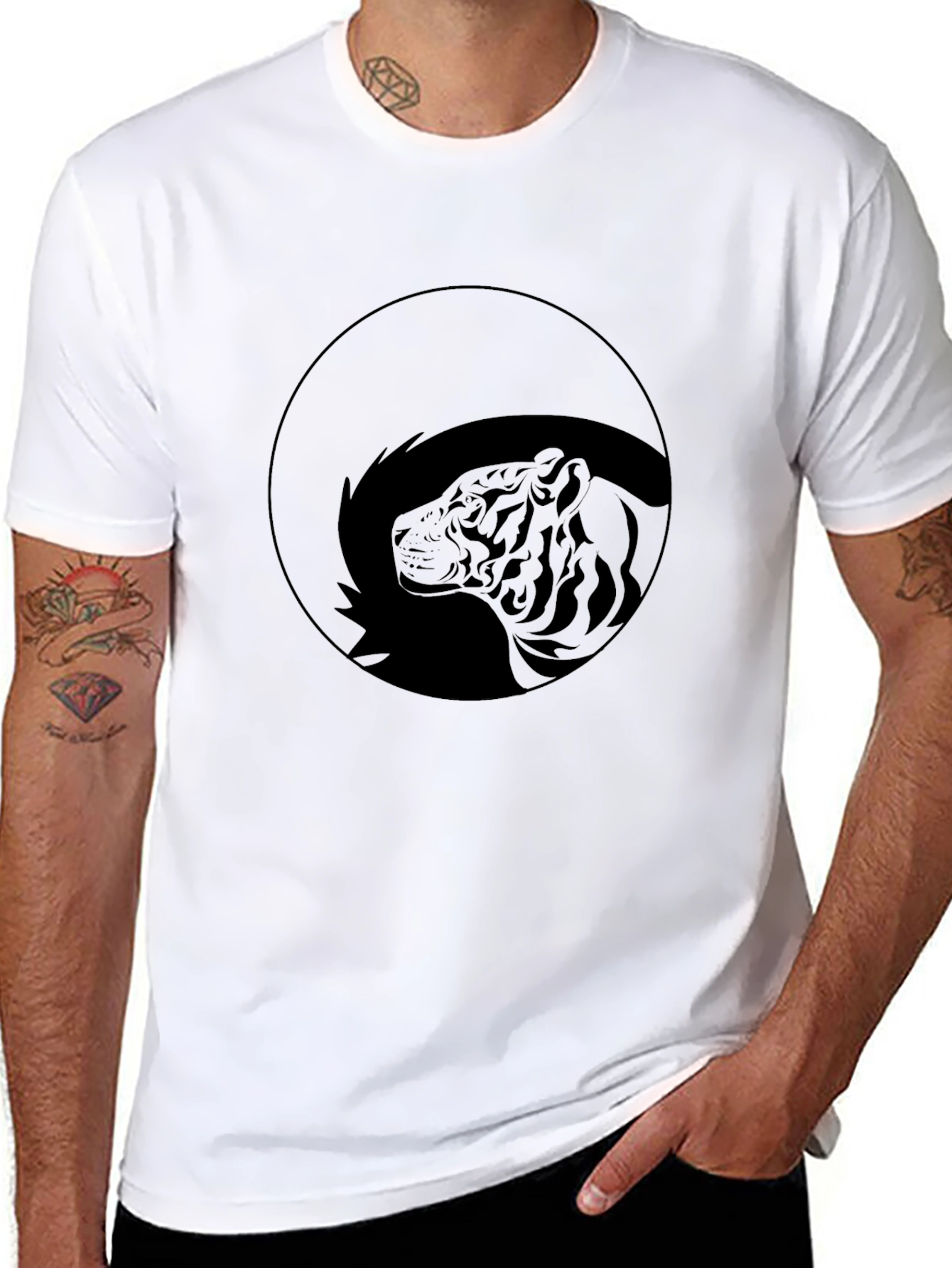 Mens Black Tiger Graphic Print T-Shirt