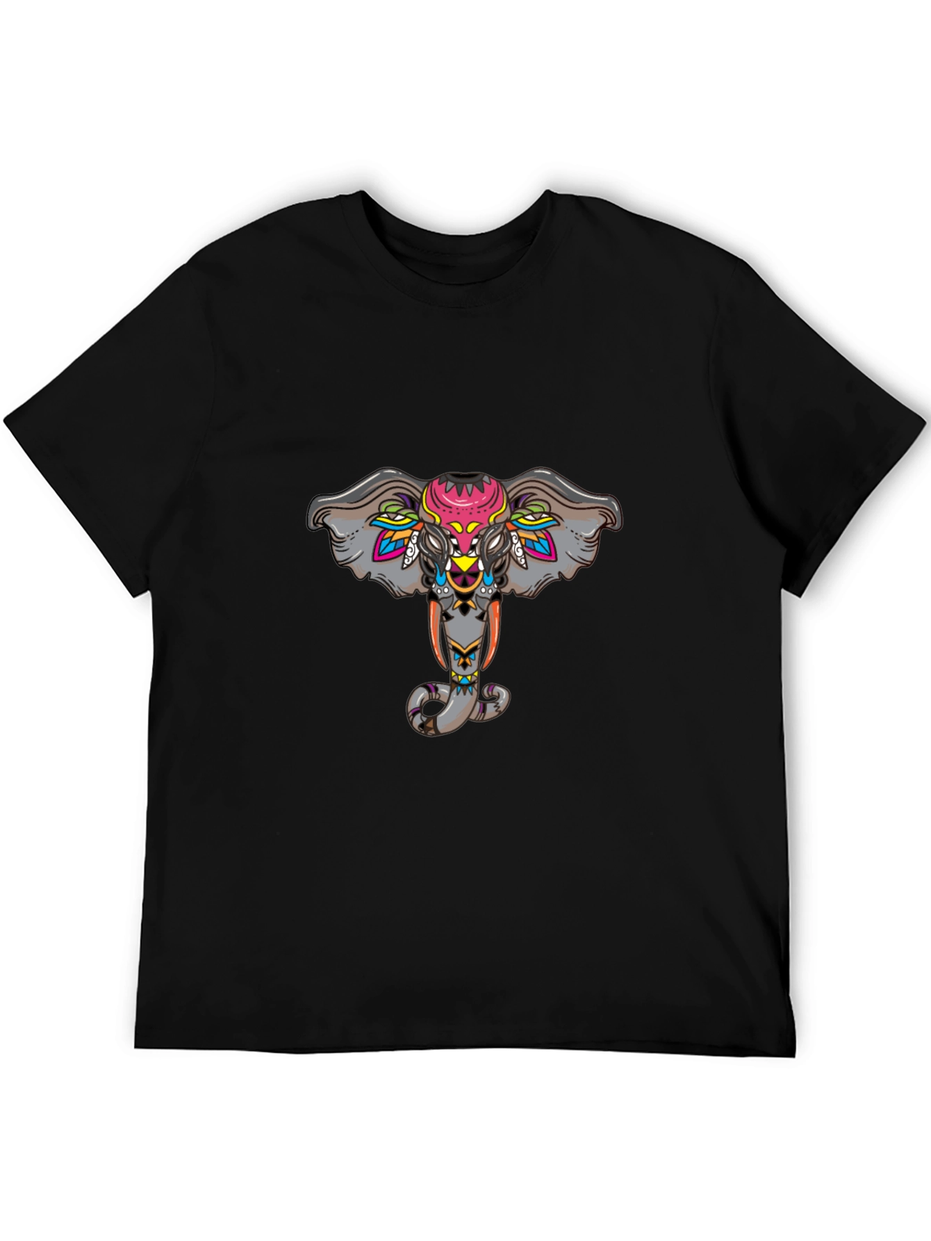Elephant Graphic Print Black T-Shirt