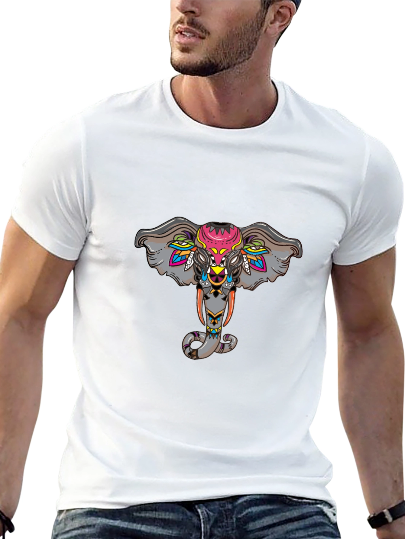 Elephant Graphic Print Black T-Shirt