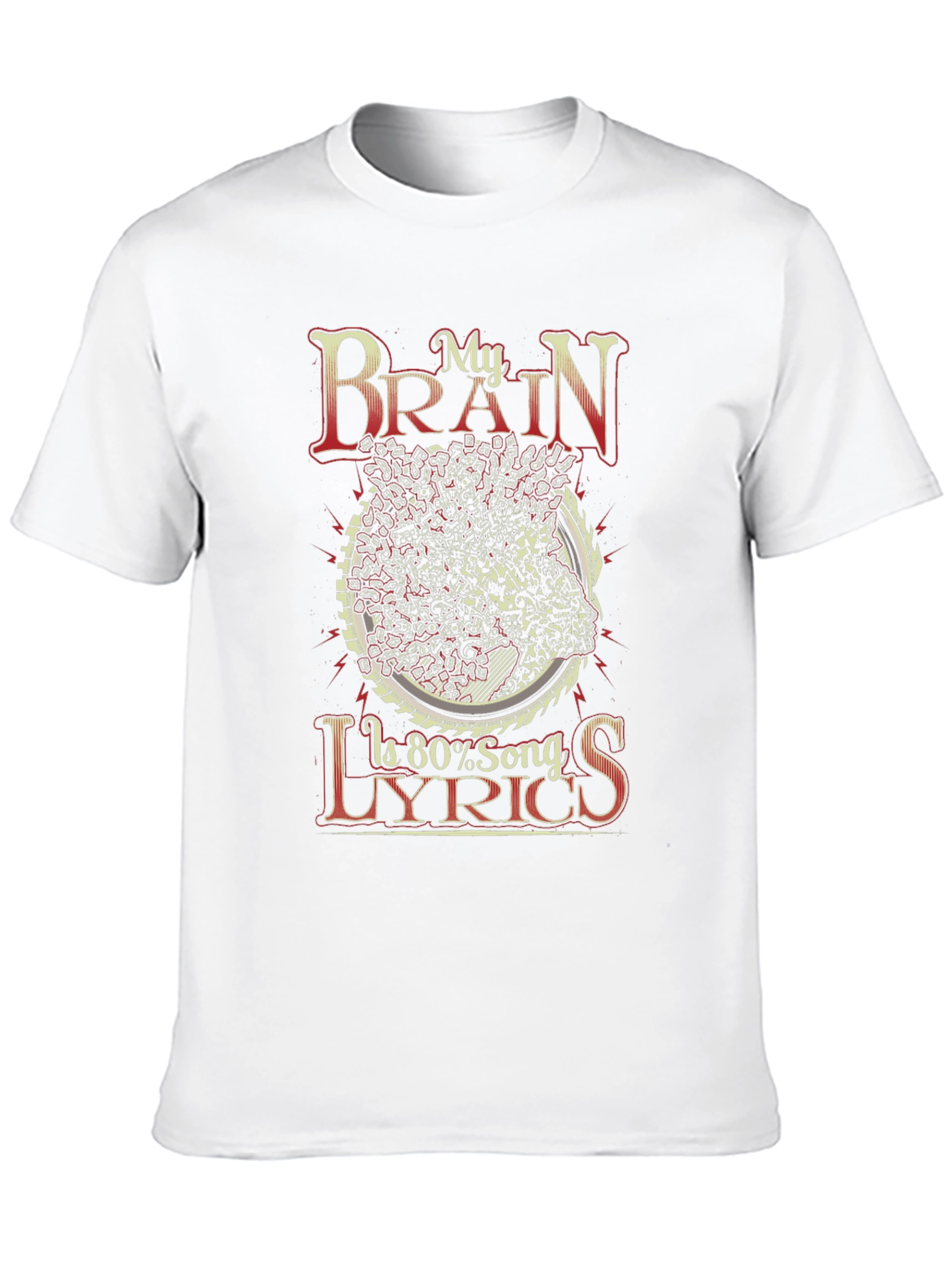 My Brain Is 80% Song Lyrics Black Graphic T-Shirt
