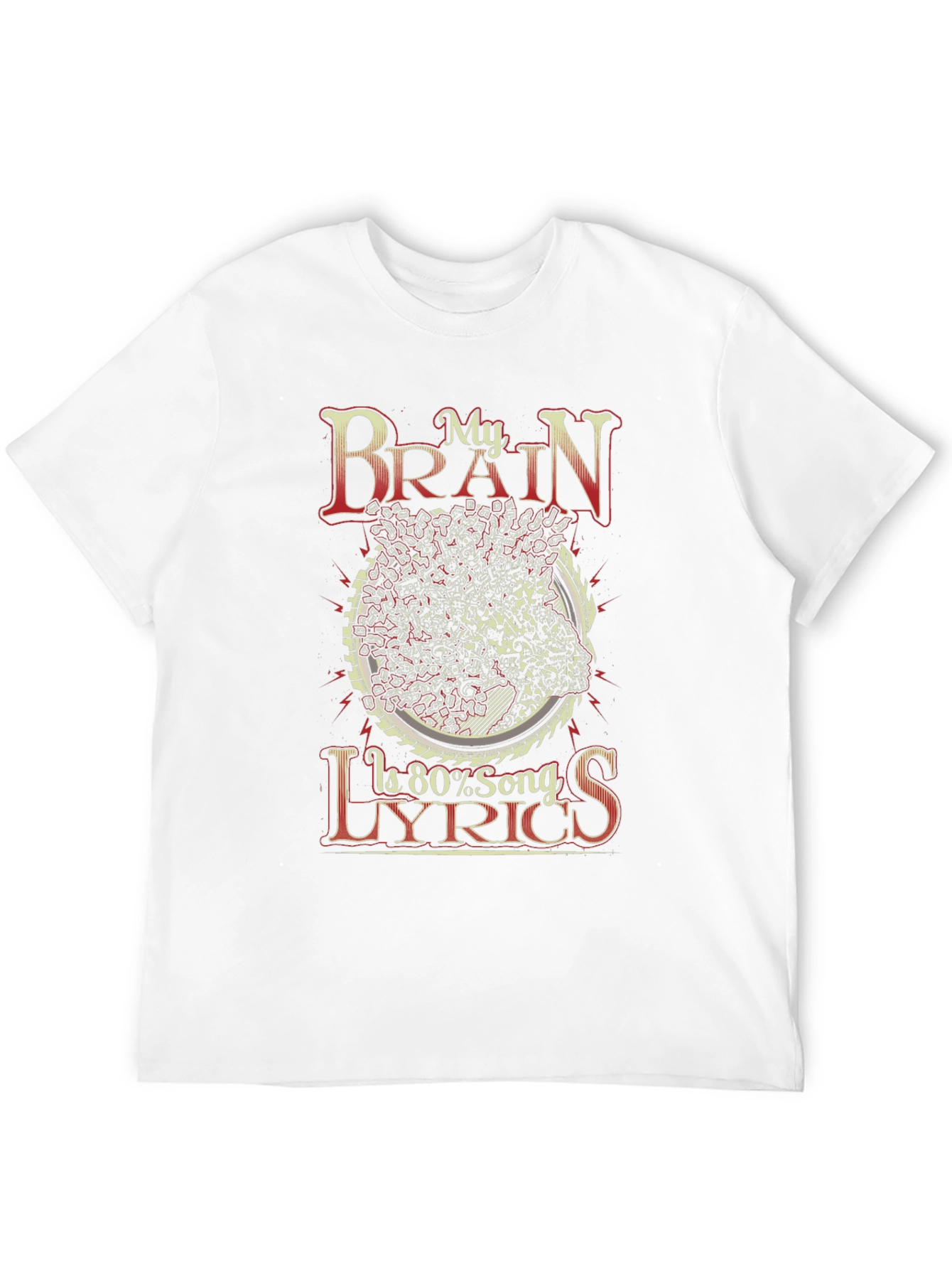 My Brain Is 80% Song Lyrics Black Graphic T-Shirt