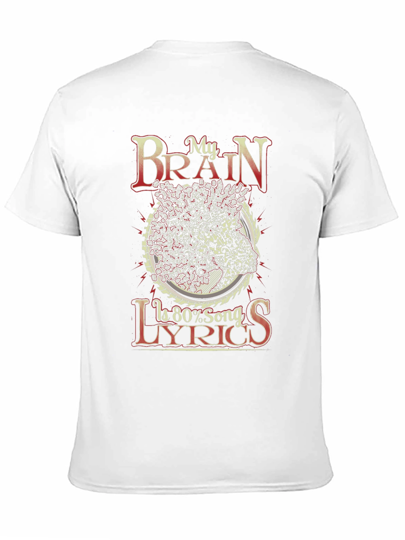 My Brain Is 80% Song Lyrics Black Graphic T-Shirt