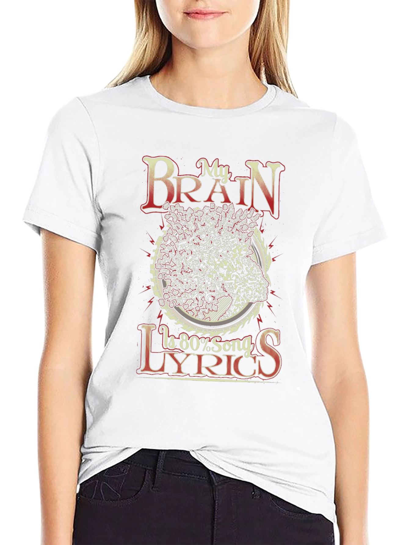My Brain Is 80% Song Lyrics Black Graphic T-Shirt