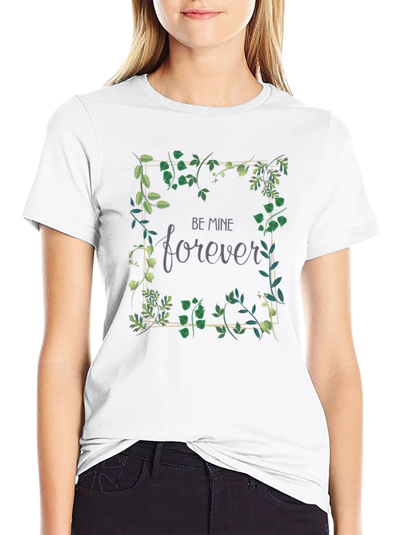 Be Mine Forever Graphic Tee - Botanical Design