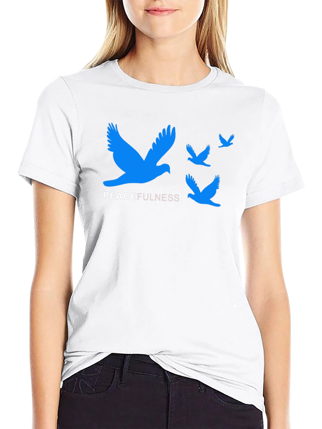 Peacefulness T-Shirt - Blue Bird Graphic Tee