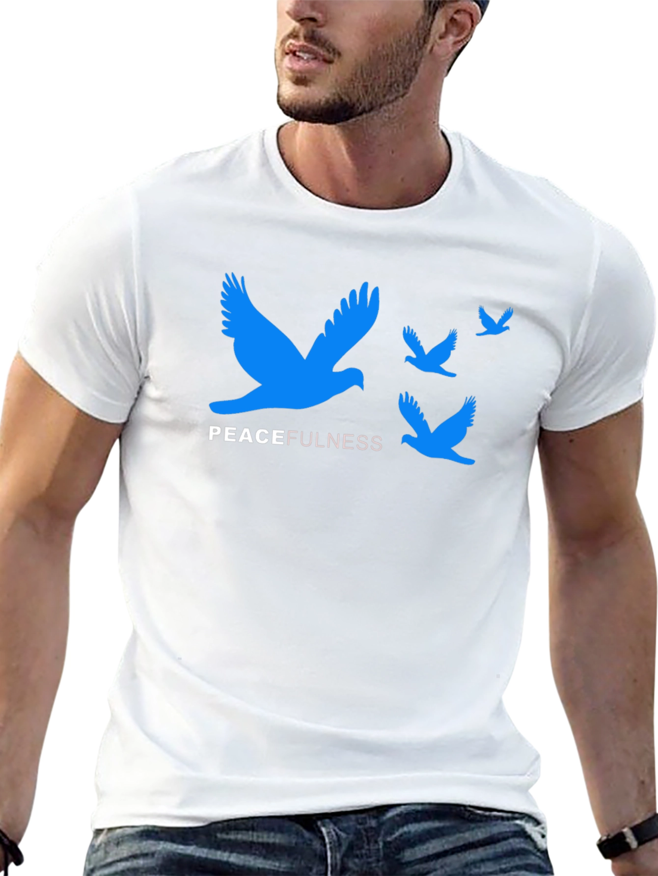Peacefulness T-Shirt - Blue Bird Graphic Tee
