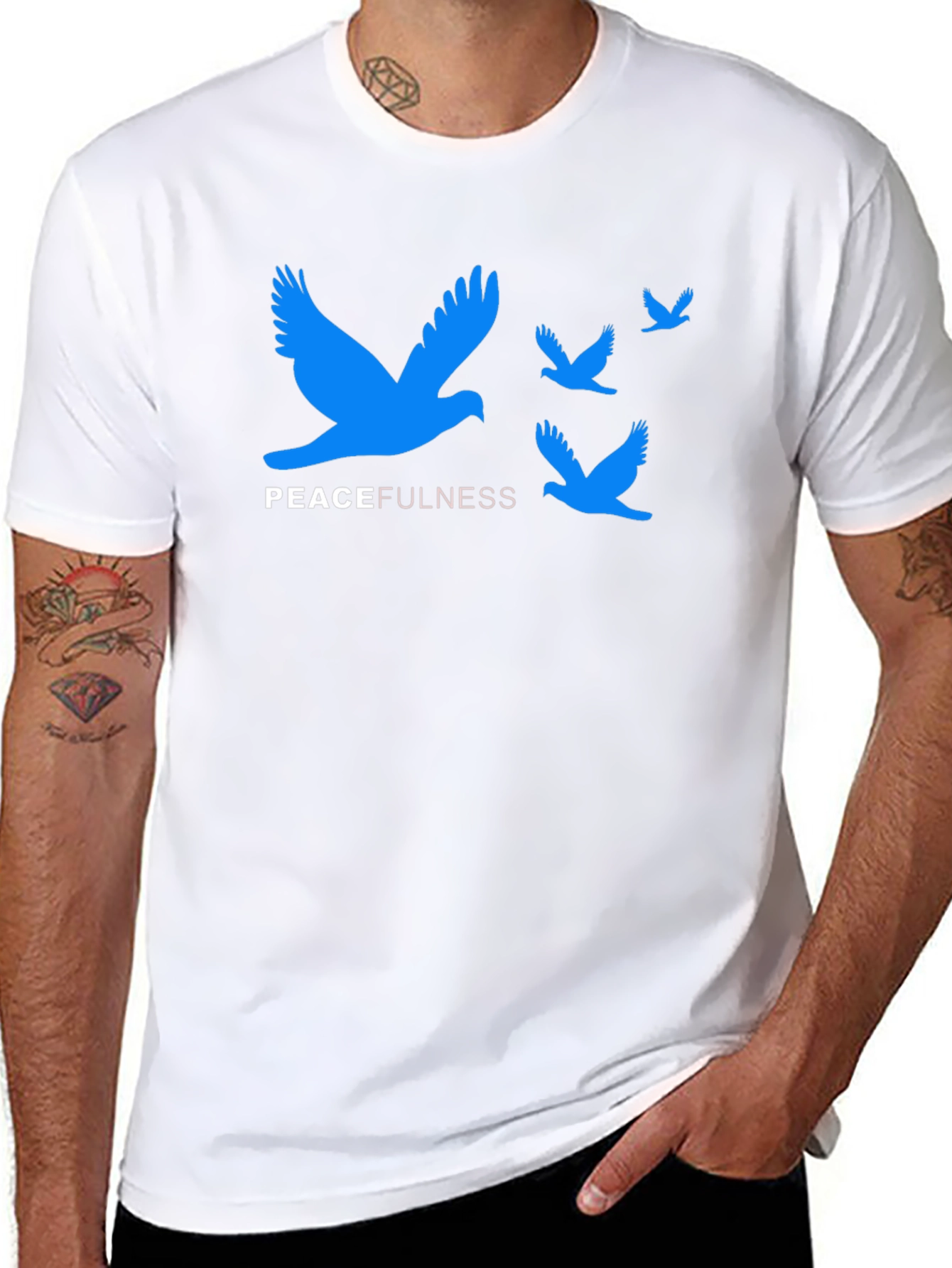 Peacefulness T-Shirt - Blue Bird Graphic Tee