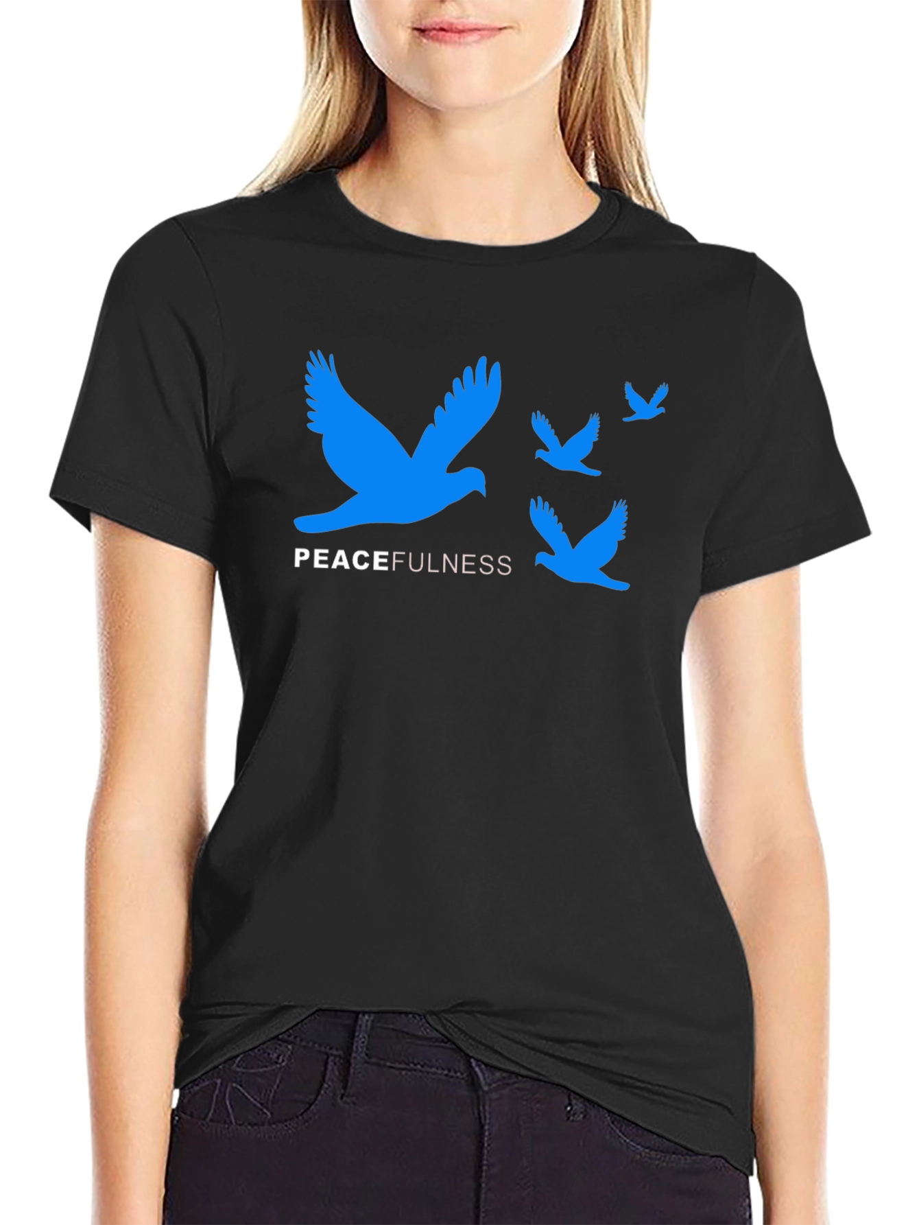 Peacefulness T-Shirt - Blue Bird Graphic Tee