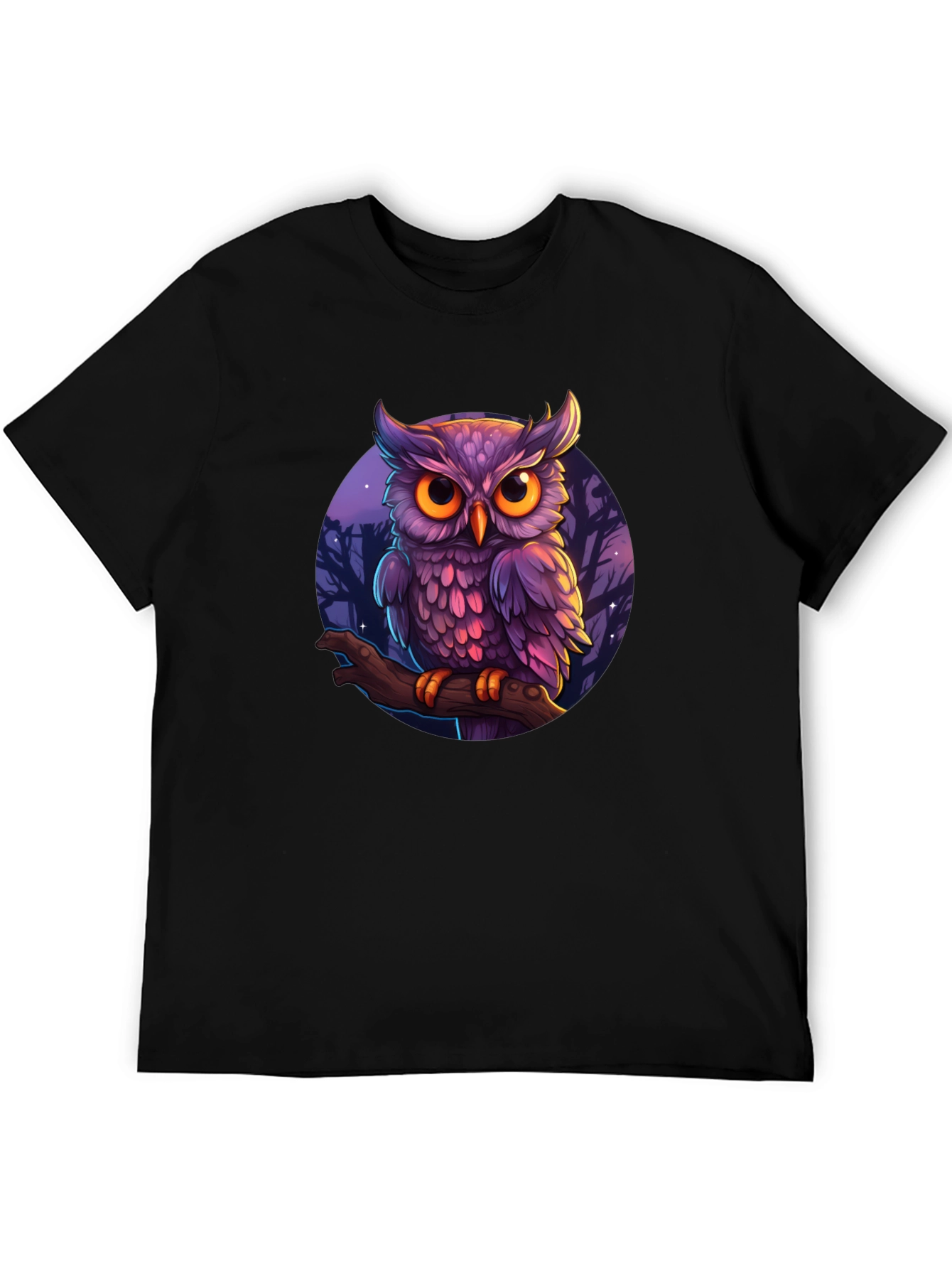 Mystic Owl Graphic Tee - Black Cotton T-Shirt