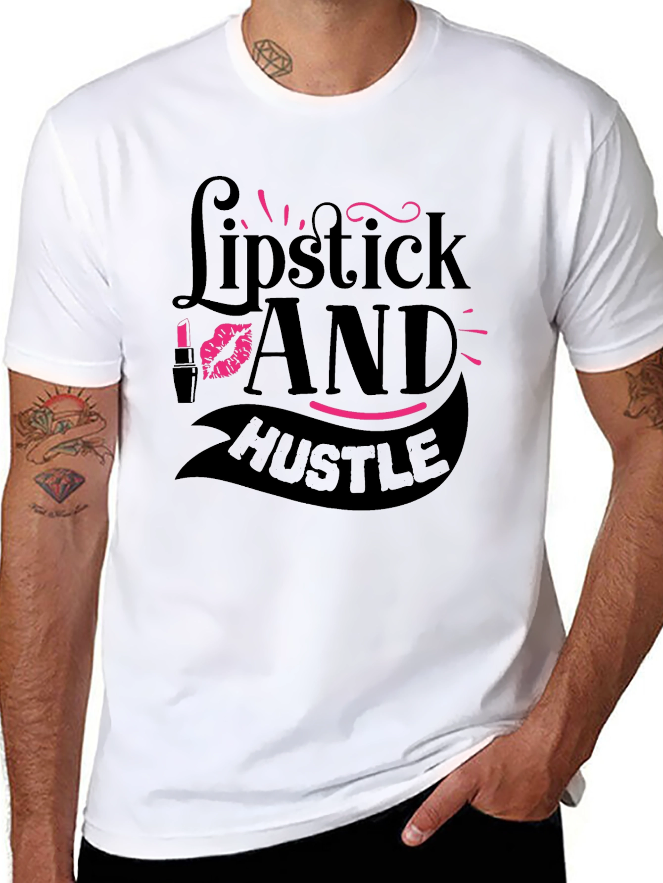 Lipstick and Hustle Black Graphic T-Shirt