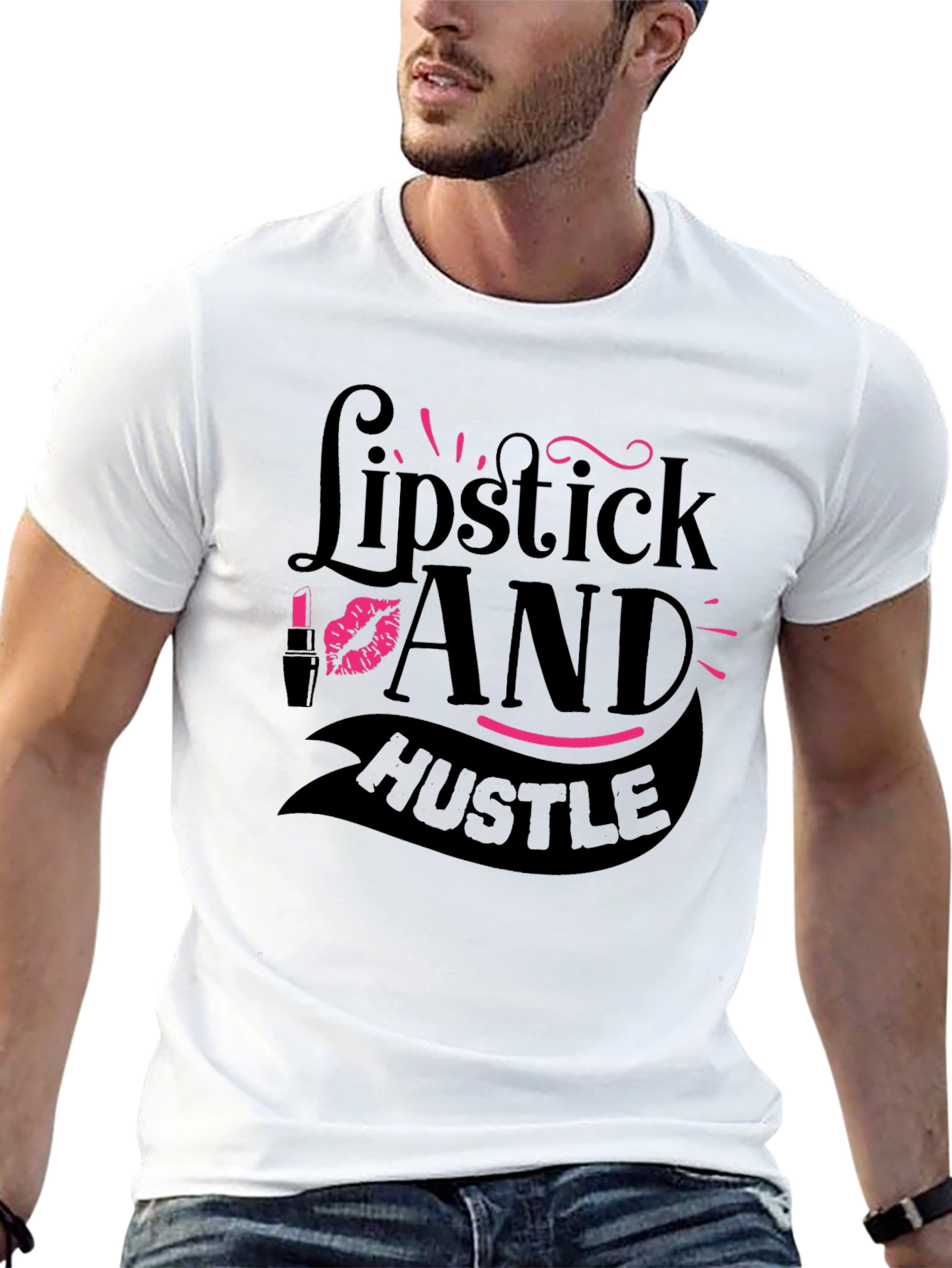 Lipstick and Hustle Black Graphic T-Shirt