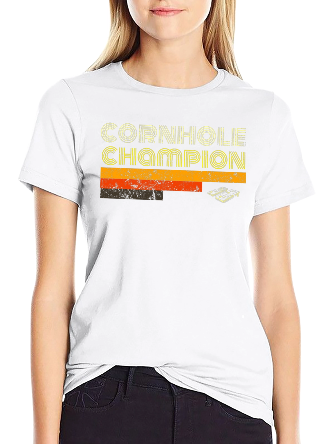 Cornhole Champion Retro Style Tee