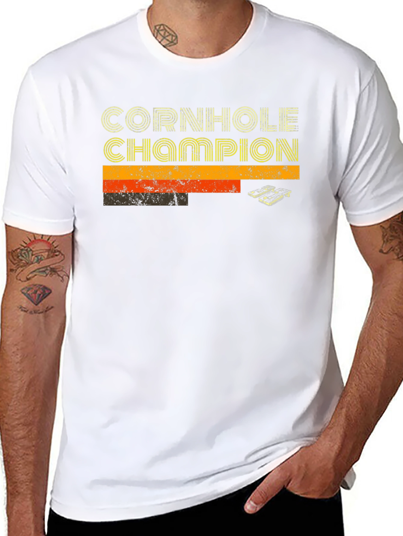 Cornhole Champion Retro Style Tee