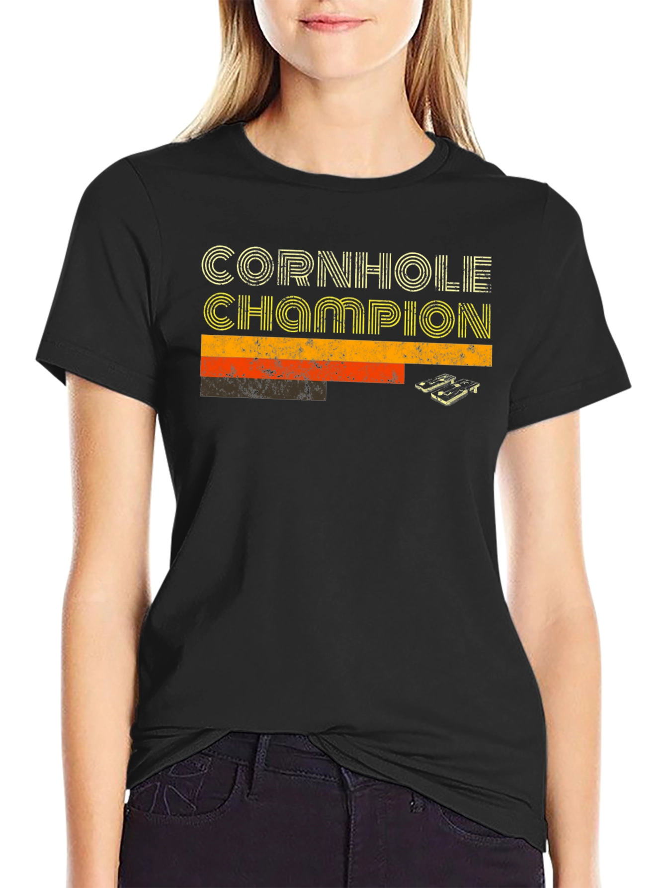Cornhole Champion Retro Style Tee