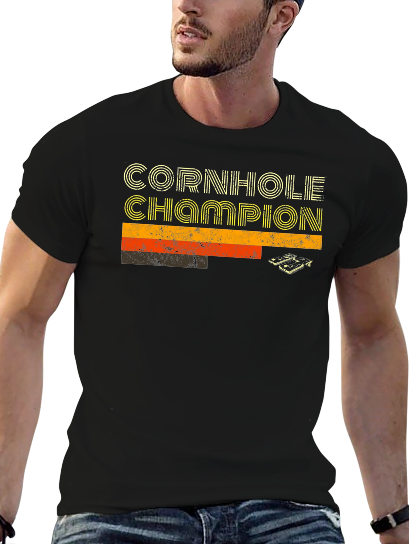 Cornhole Champion Retro Style Tee