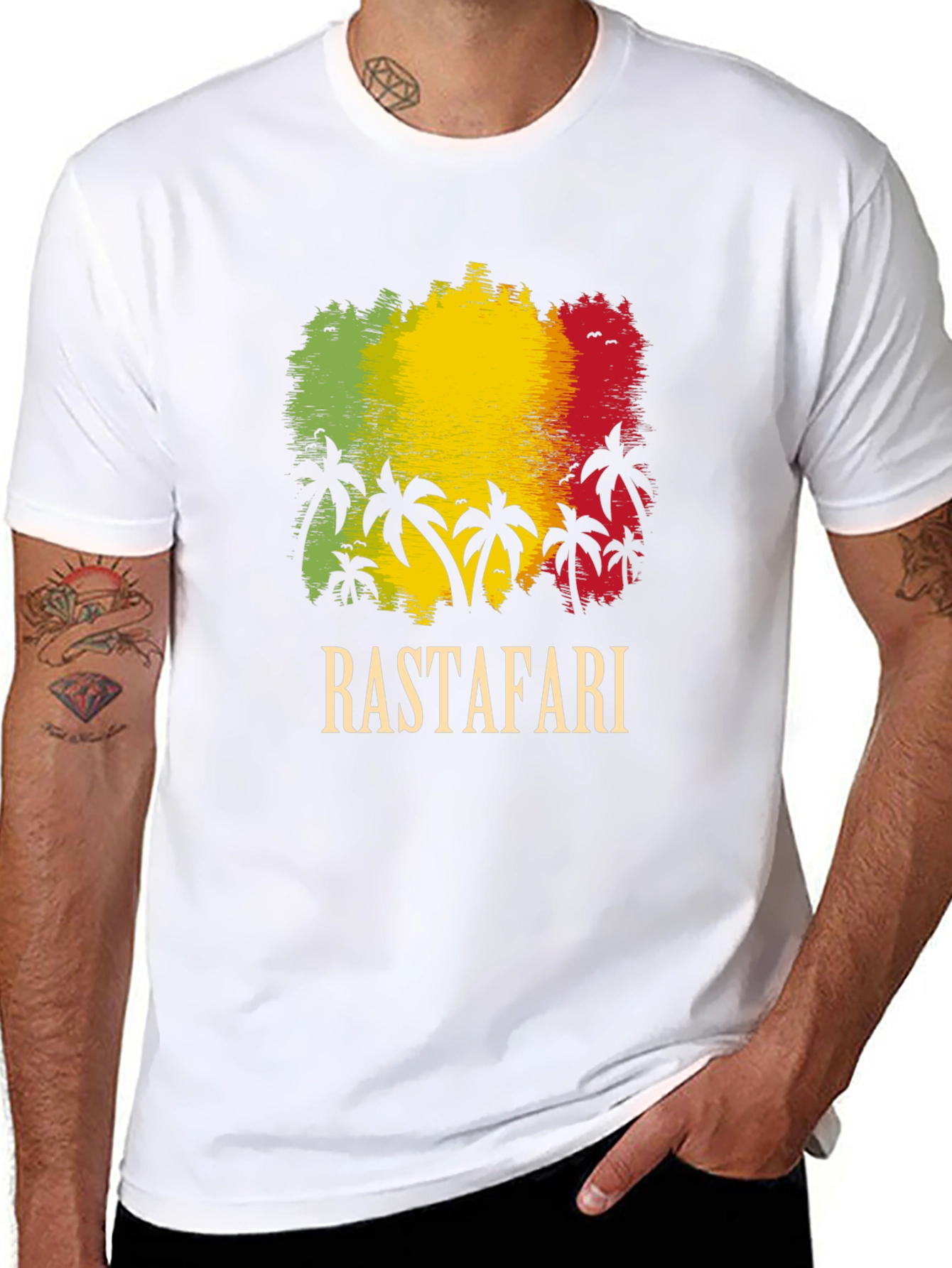 Rastafari Palm Tree Graphic T-Shirt
