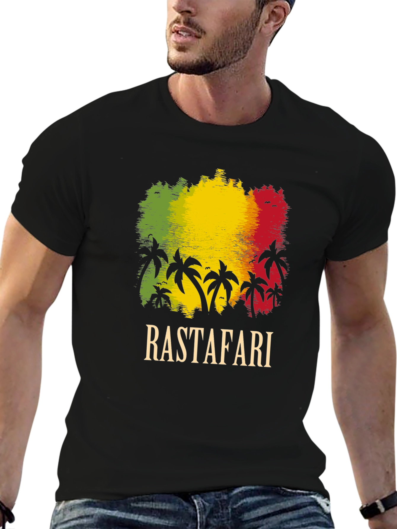 Rastafari Palm Tree Graphic T-Shirt