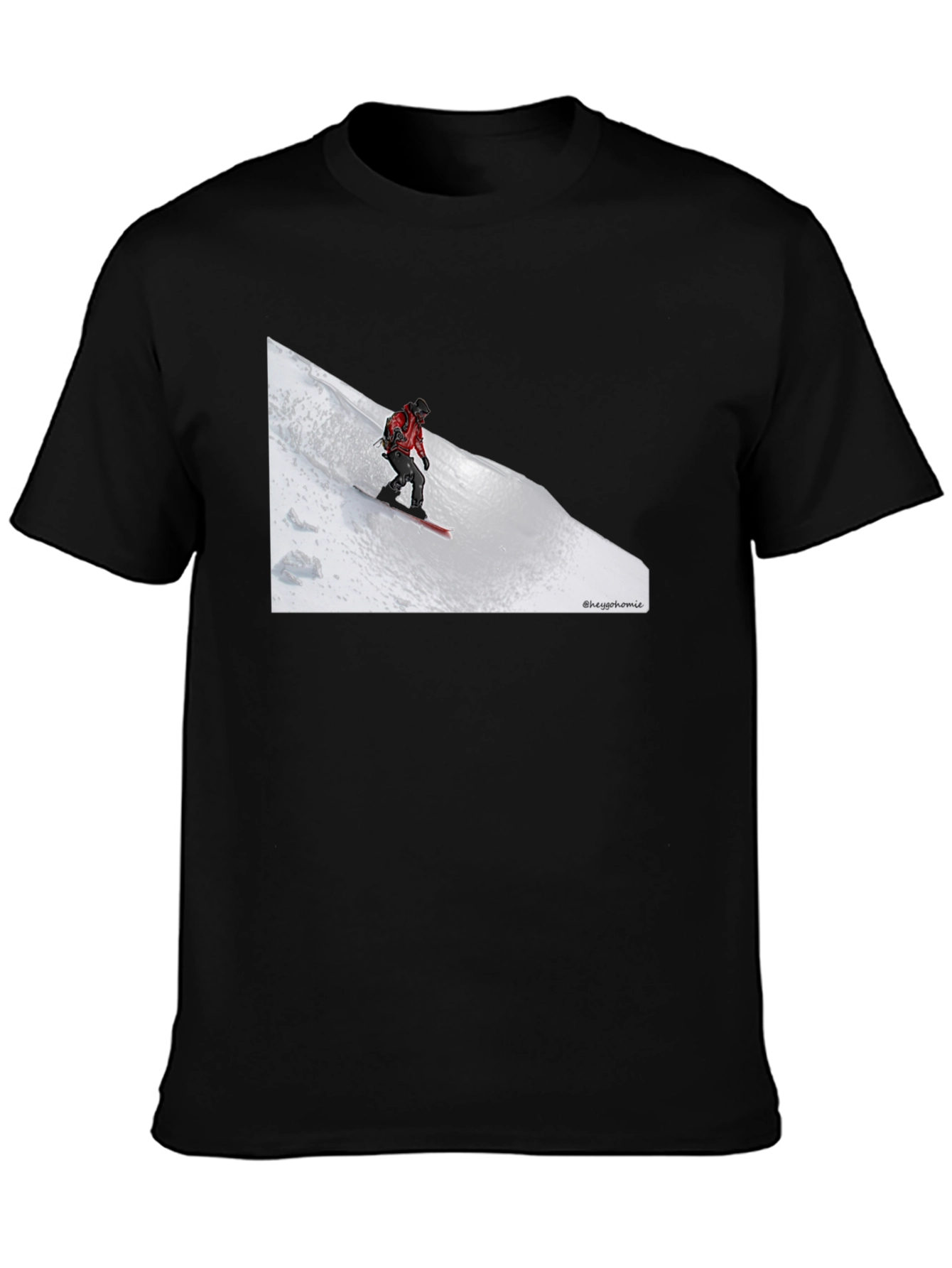 Snowboarder Graphic Tee - Black Cotton T-Shirt
