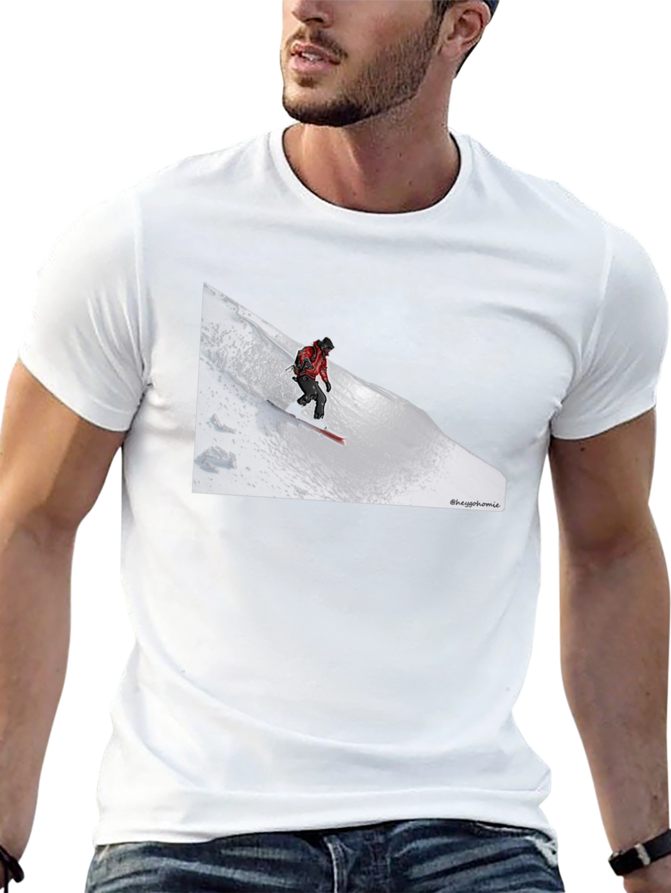Snowboarder Graphic Tee - Black Cotton T-Shirt