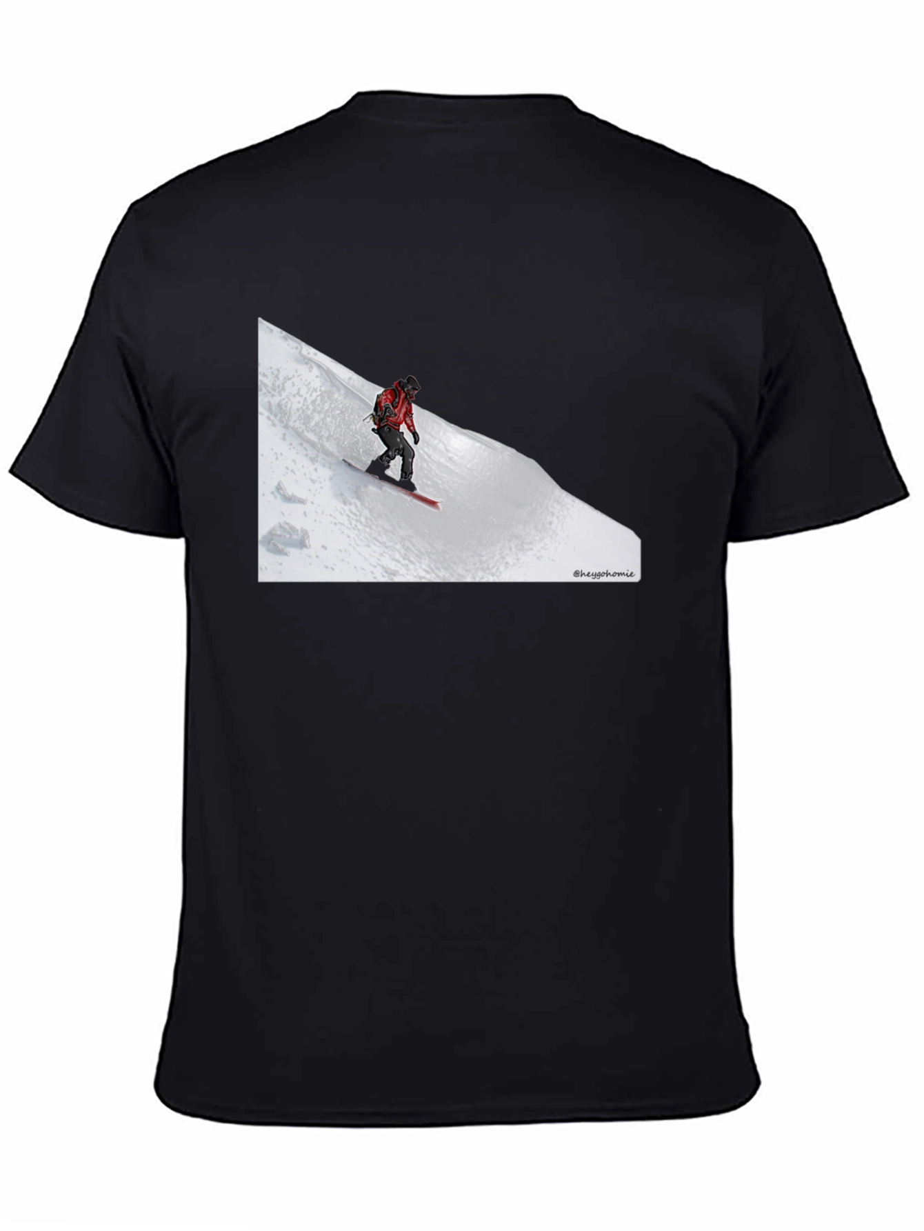 Snowboarder Graphic Tee - Black Cotton T-Shirt