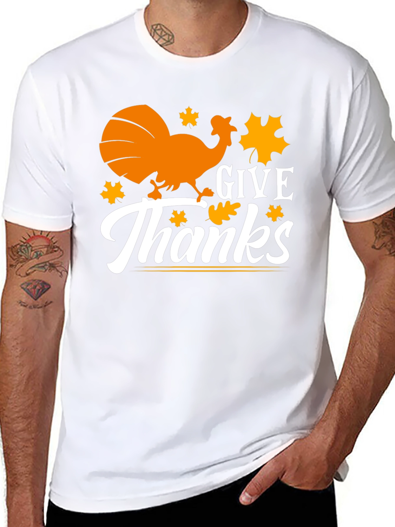 Give Thanks Thanksgiving Turkey Graphic Tee