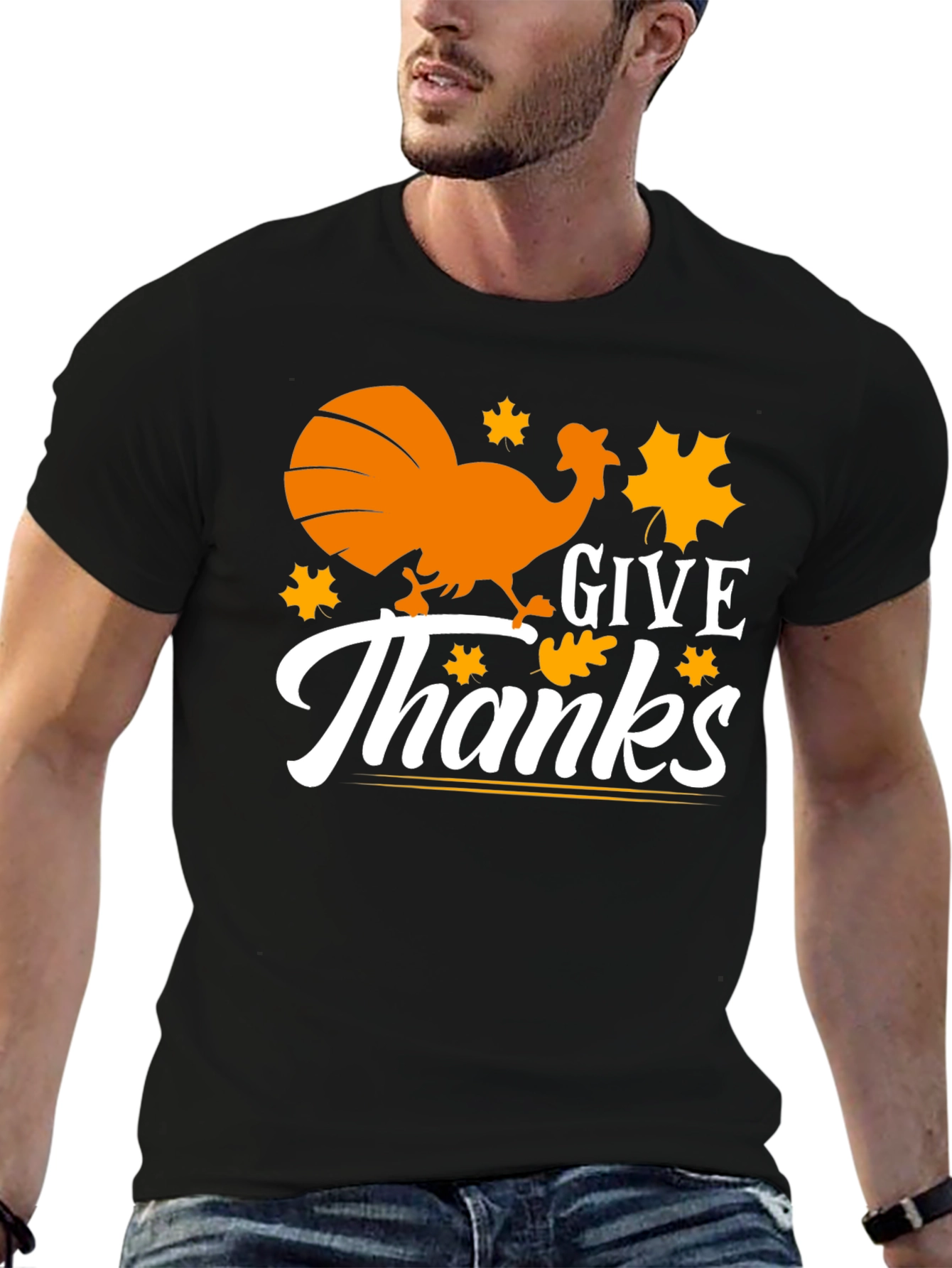 Give Thanks Thanksgiving Turkey Graphic Tee