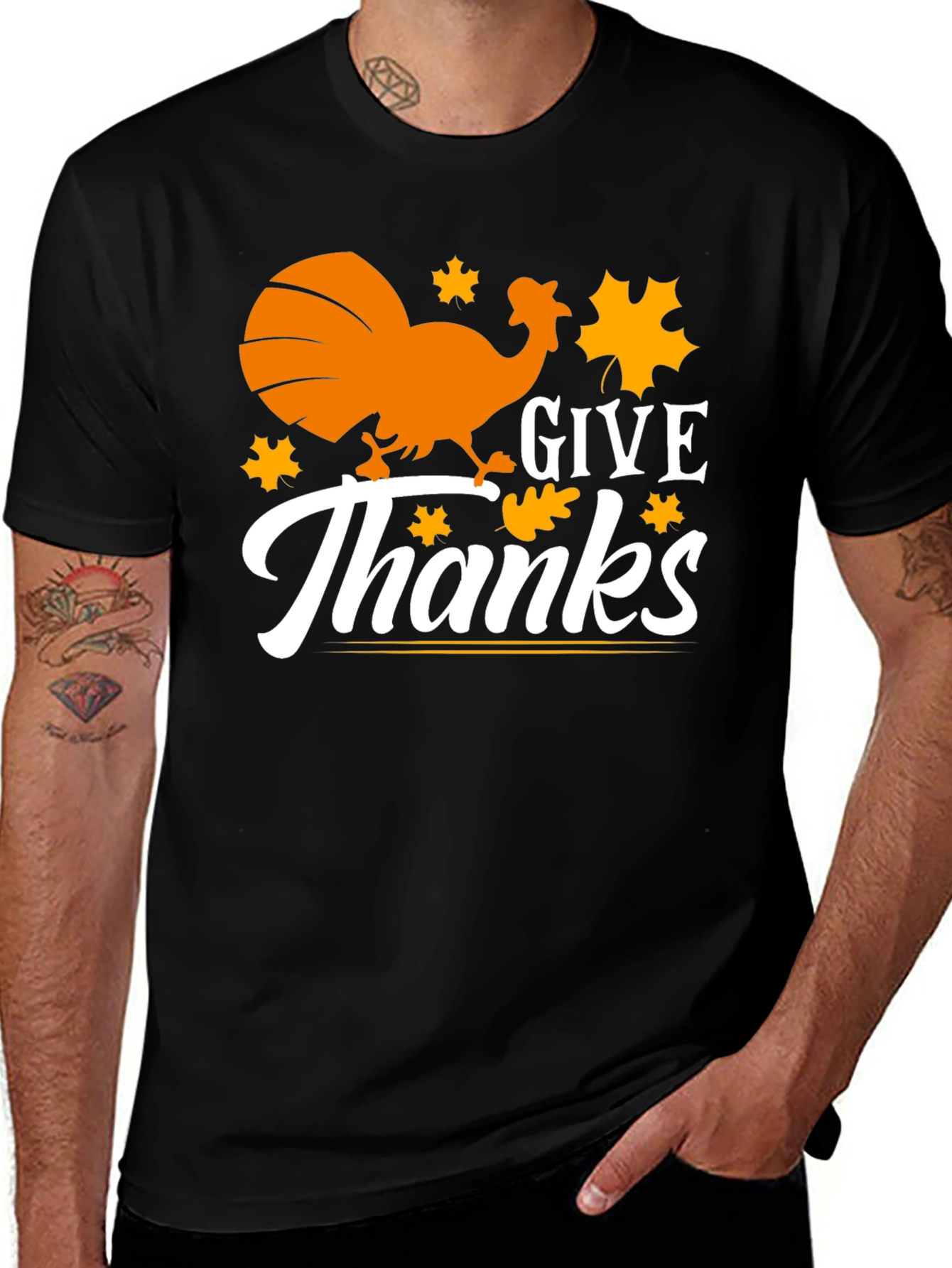 Give Thanks Thanksgiving Turkey Graphic Tee