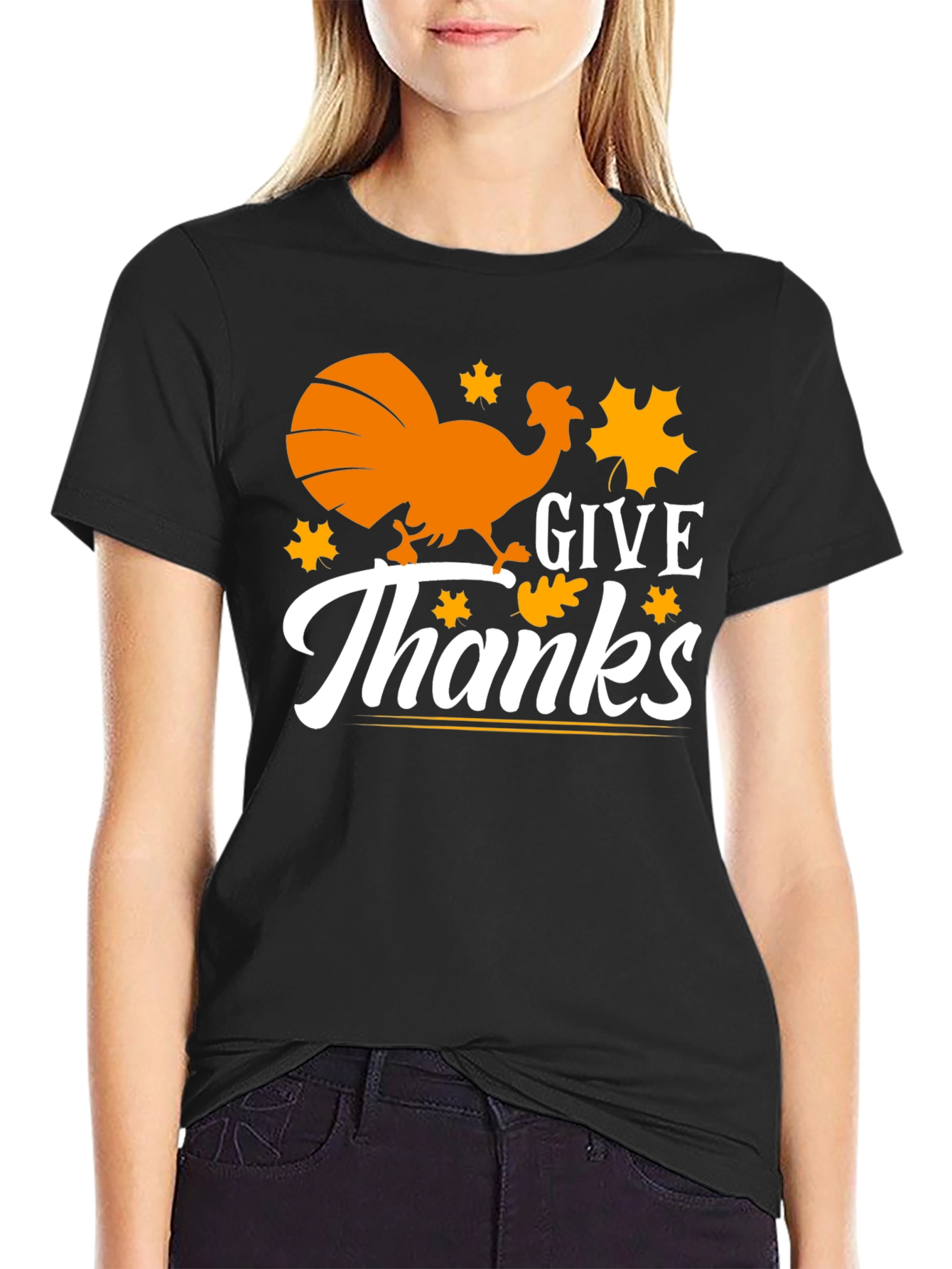 Give Thanks Thanksgiving Turkey Graphic Tee