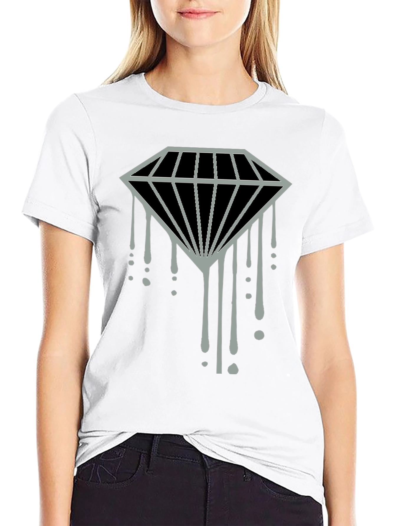 Dripping Diamond Graphic Tee - Modern Style