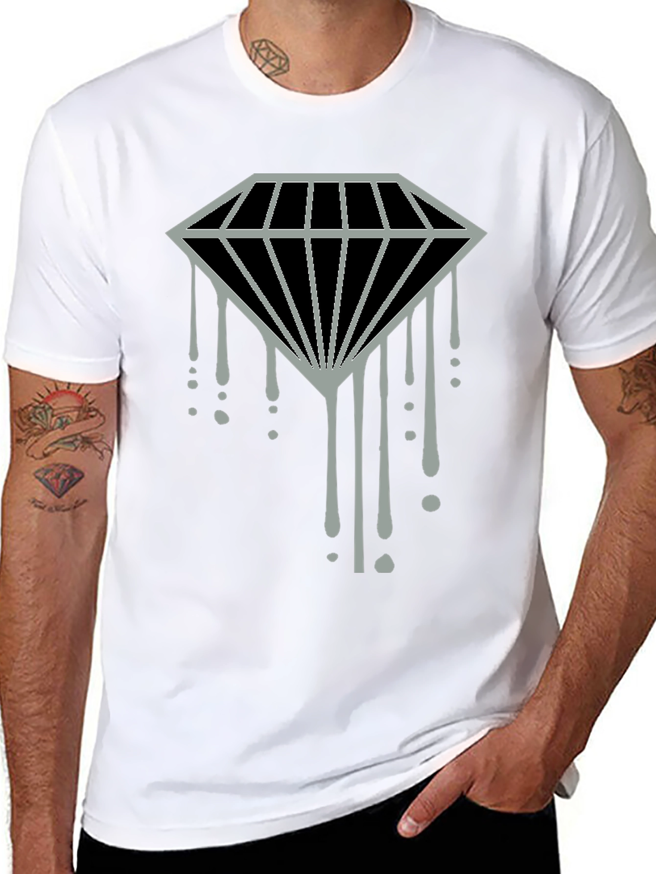 Dripping Diamond Graphic Tee - Modern Style