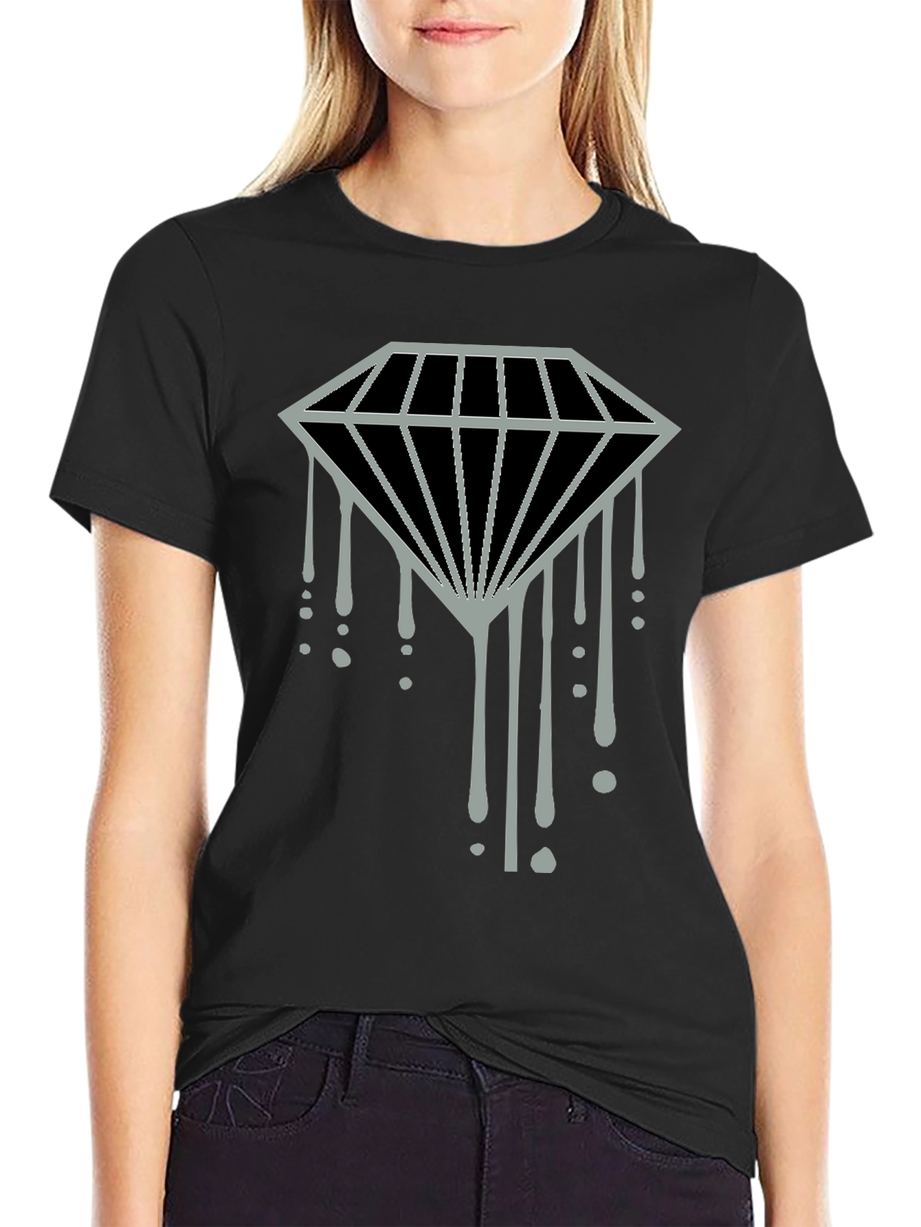 Dripping Diamond Graphic Tee - Modern Style