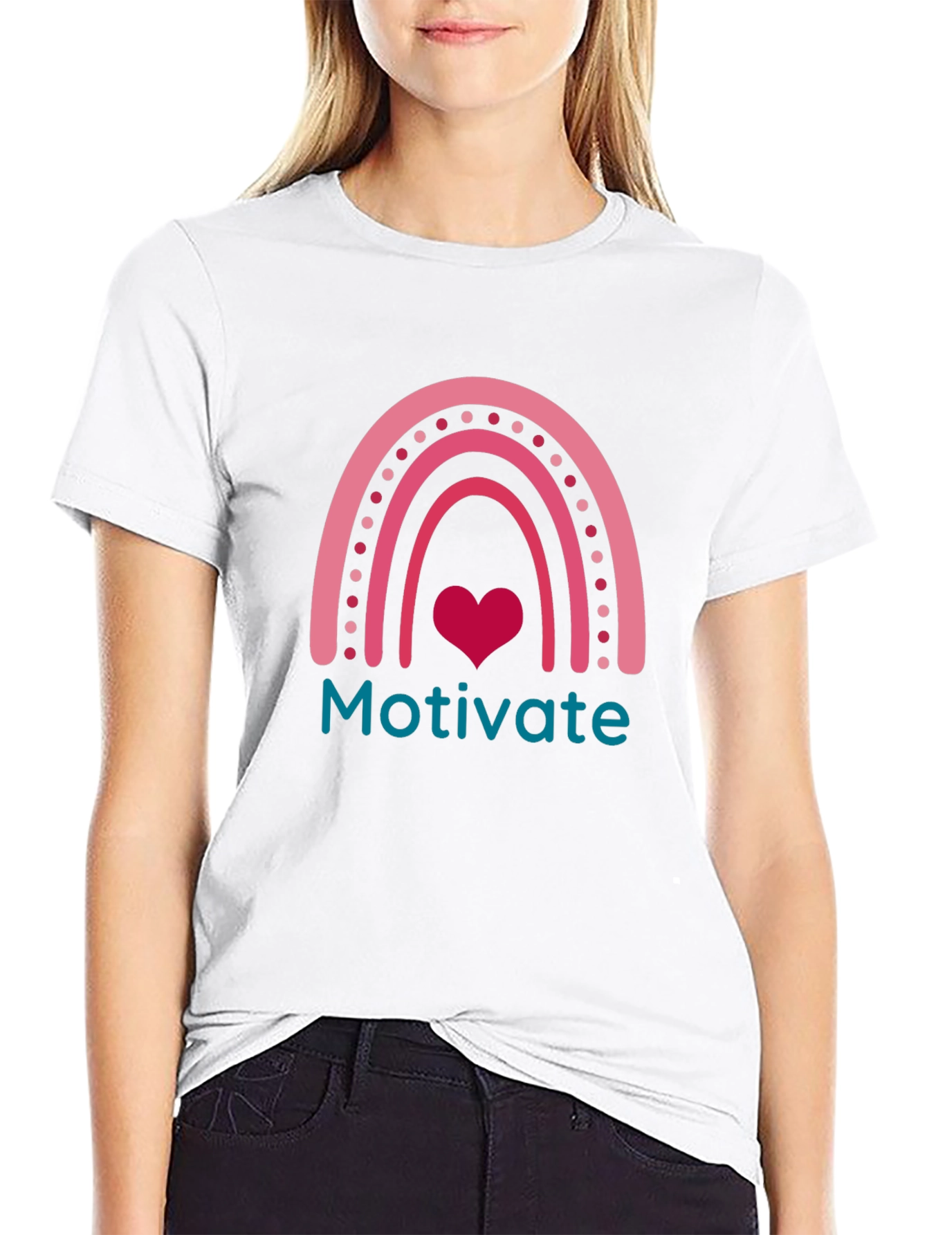 Motivate Rainbow Heart Tee