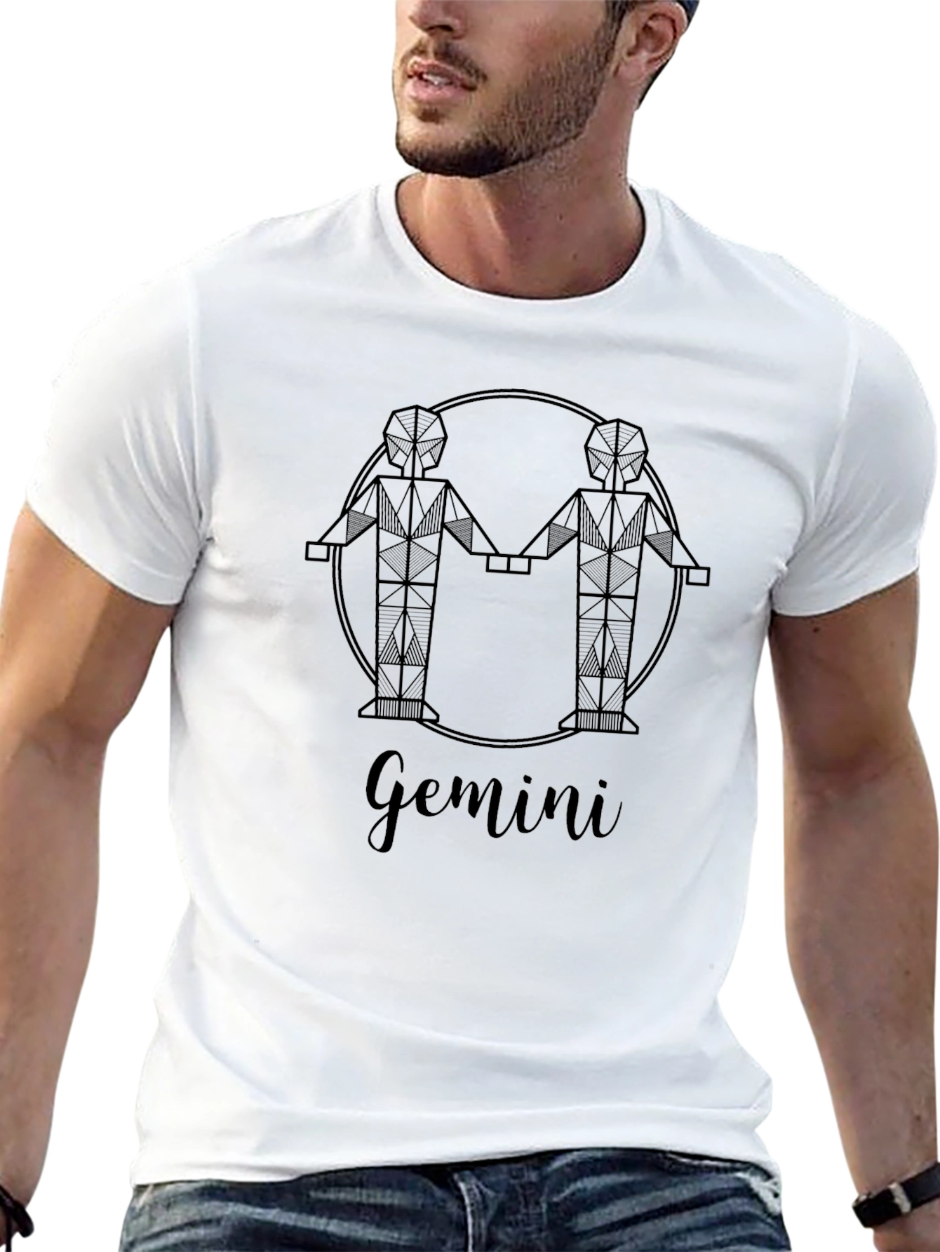 Gemini Zodiac Graphic Black T-Shirt